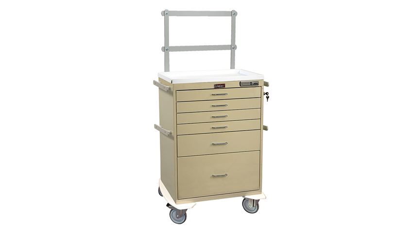 Harloff Classic Line 6 Drawer Anesthesia Cart Push Button Lock