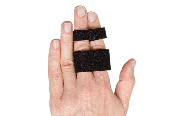 person wearing finger splint