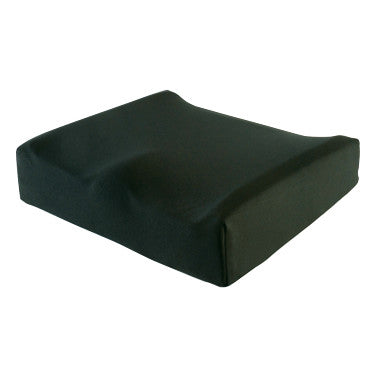 The AliMed Elite Gel Wheelchair Cushion is a black seat cushion designed for comfort and support in a wheelchair.