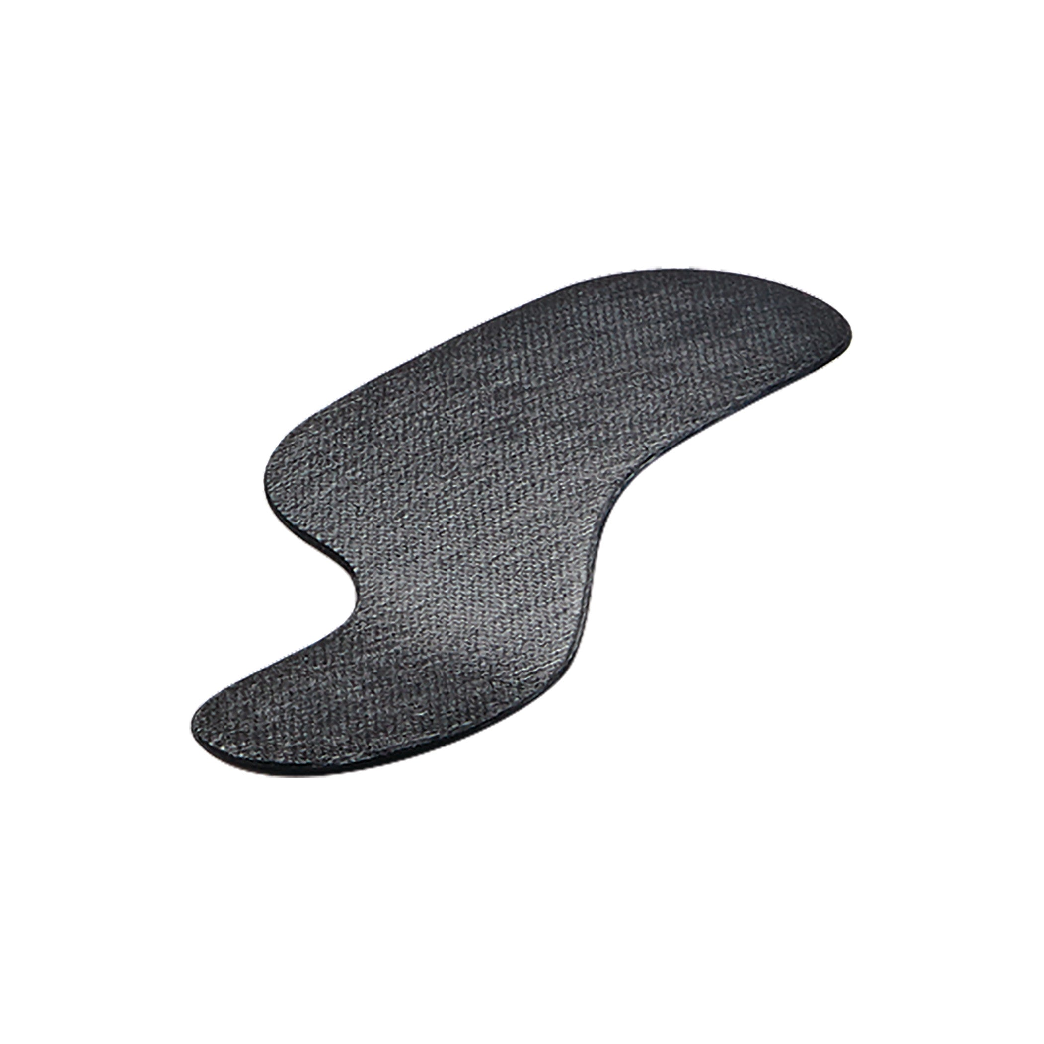 Carboplast Thermoplastic Contoured Morton's Toe Plate, a black, contoured footplate, designed to provide support and pain relief.