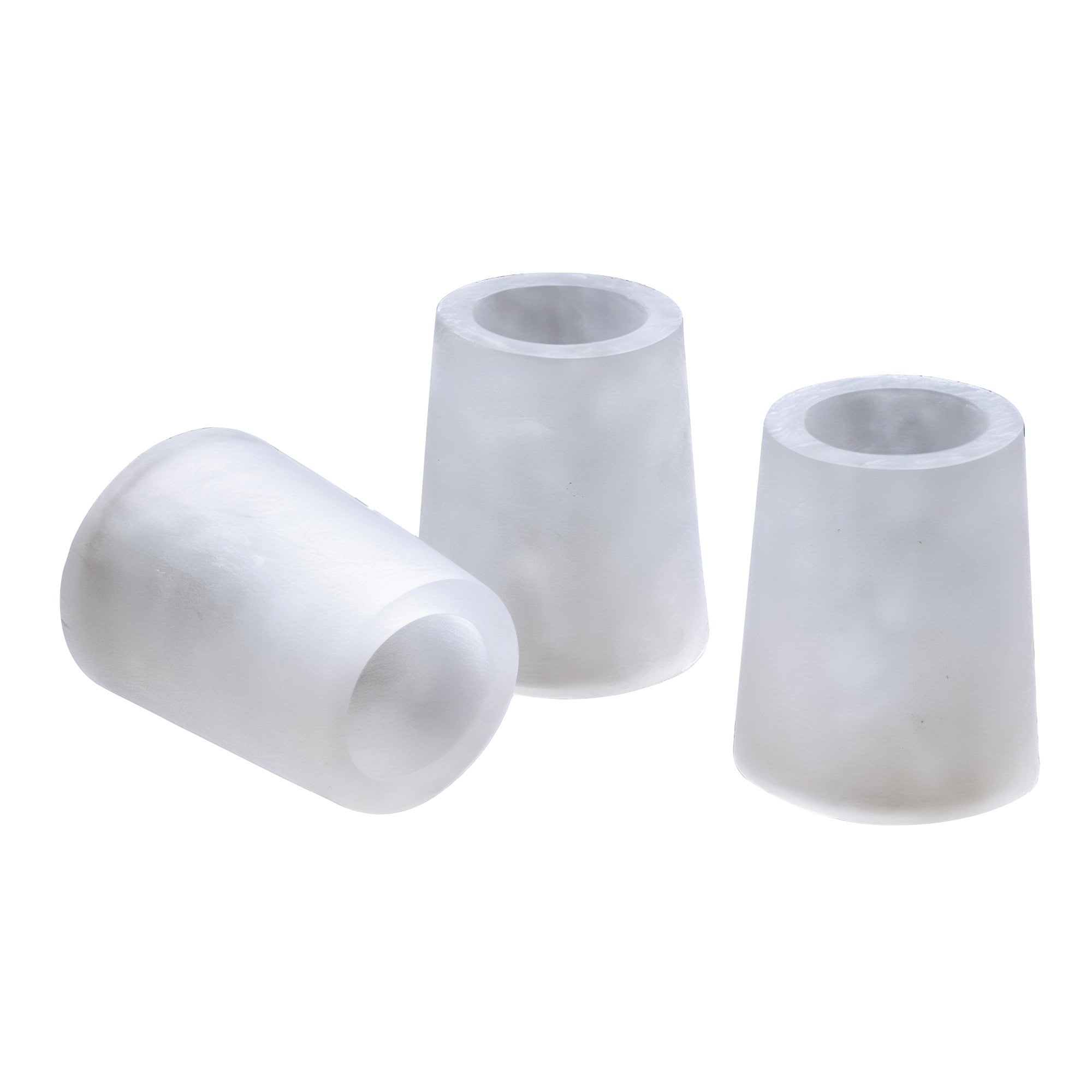 Three PediFix Visco-GEL All-Gel Toe/Finger Tubes are shown. They are translucent, cylindrical, and designed for comfort.