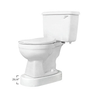 Toilevator Toilet Seat Riser elevates a standard white toilet by 3.5 inches, providing easier accessibility.