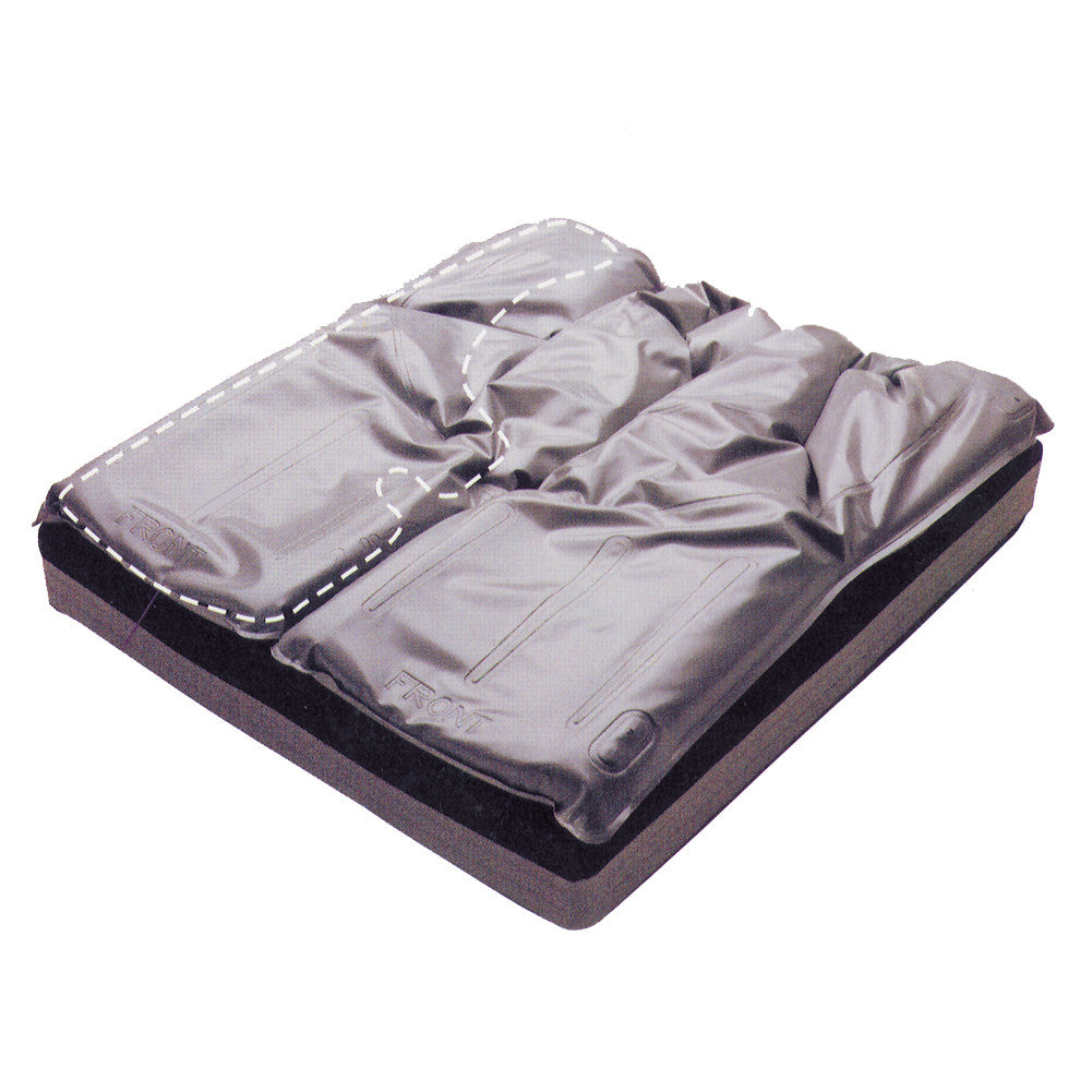 A Jay J2 Wheelchair Cushion with a contoured foam base and a soft, adjustable air-filled cover for pressure distribution.