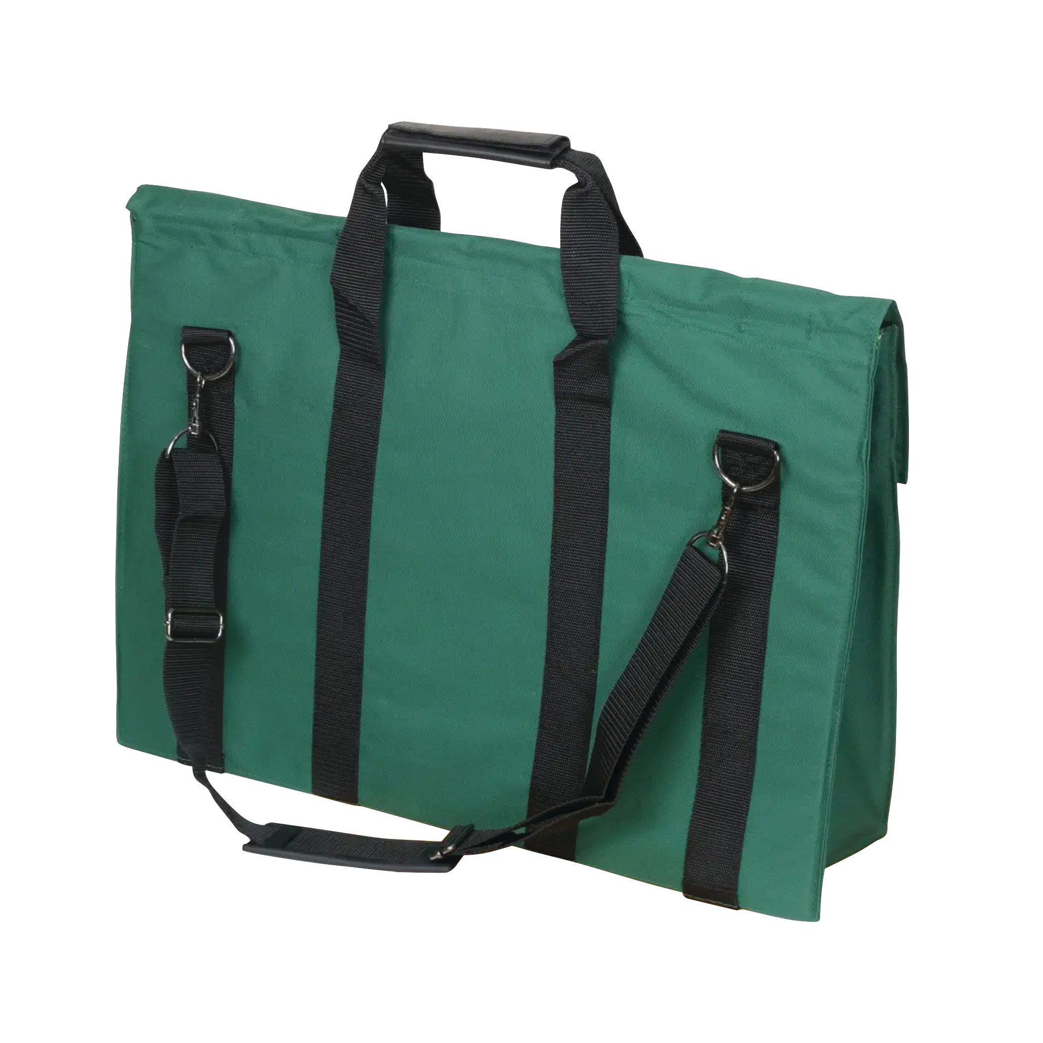Green Expandable X-Port X-Ray Portfolio with black handles and detachable shoulder strap, designed for carrying X-ray films.