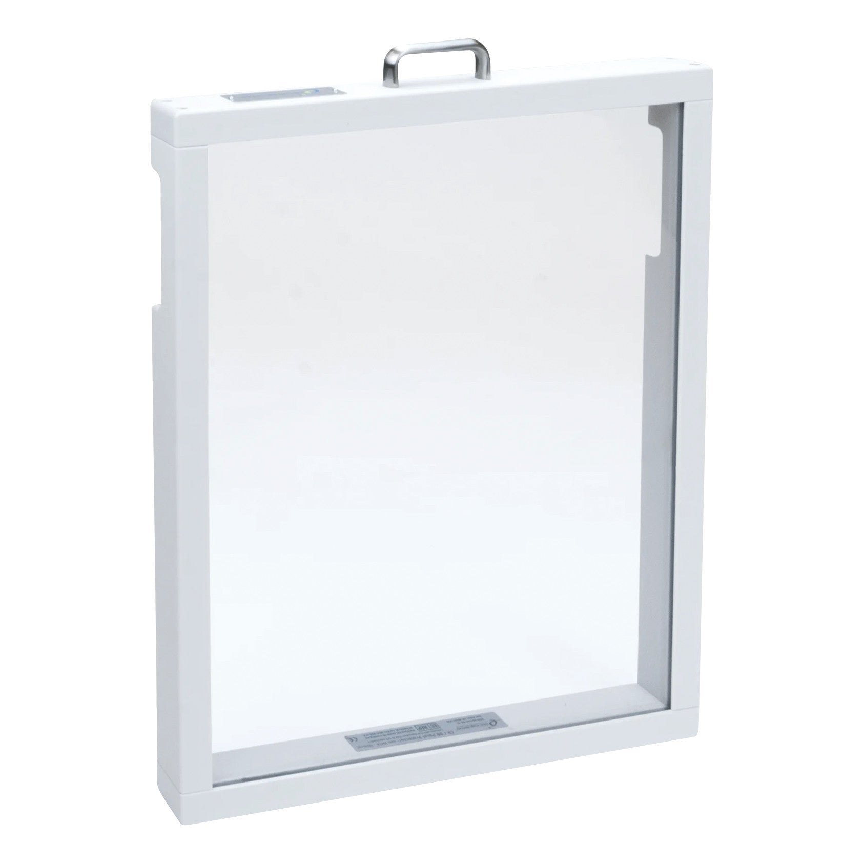 Large Format DR Panel Protector for GE Discovery XR 650, AMX 700, FlashPad. It is a rectangular, white frame with a handle.