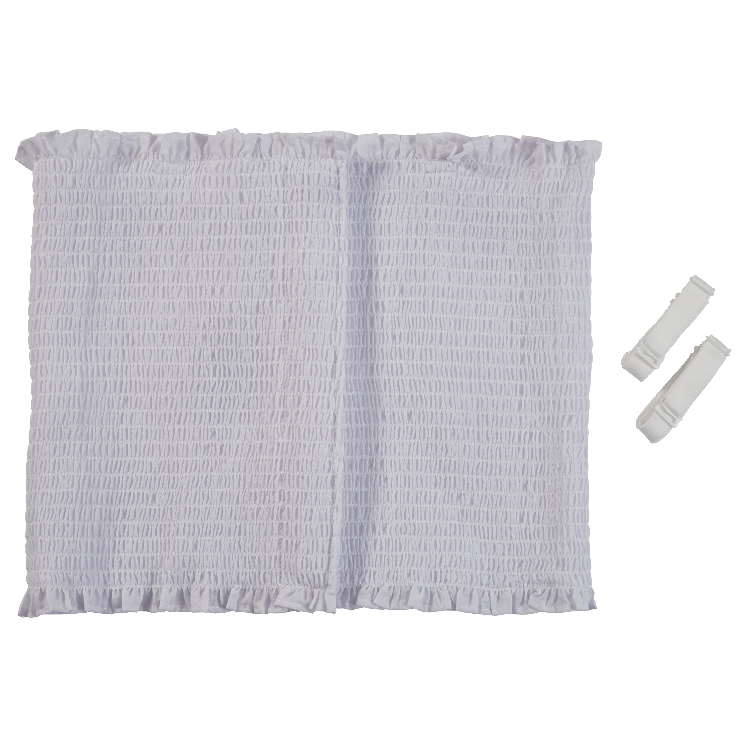 White Expand-A-Band Lined Breast Binder with ruffled edges, shown with two white fastening straps. Pack of 12.