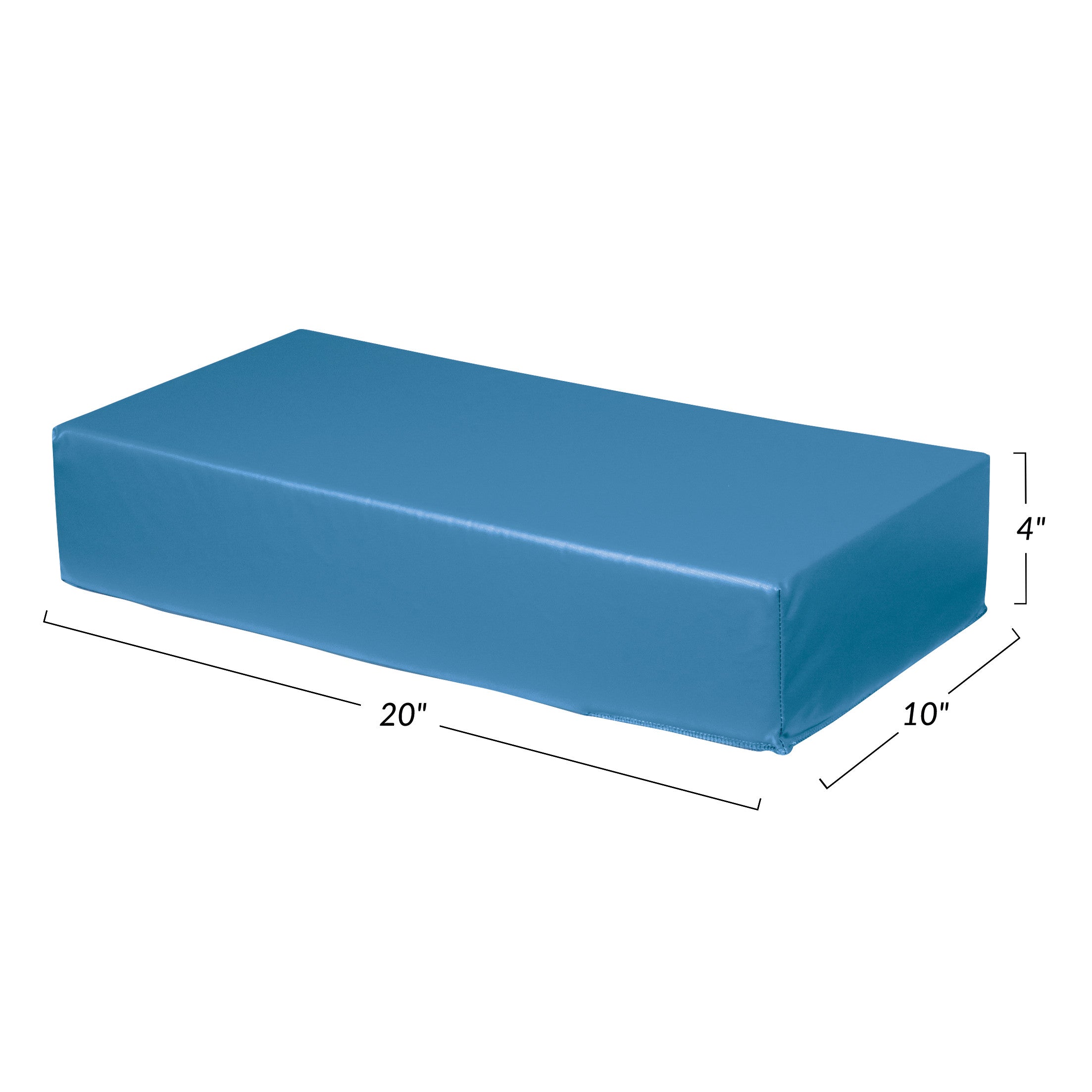 AliMed Vinyl-Covered Large Rectangle Positioner, blue, measures 20" x 10" x 4", suitable for support and positioning needs.