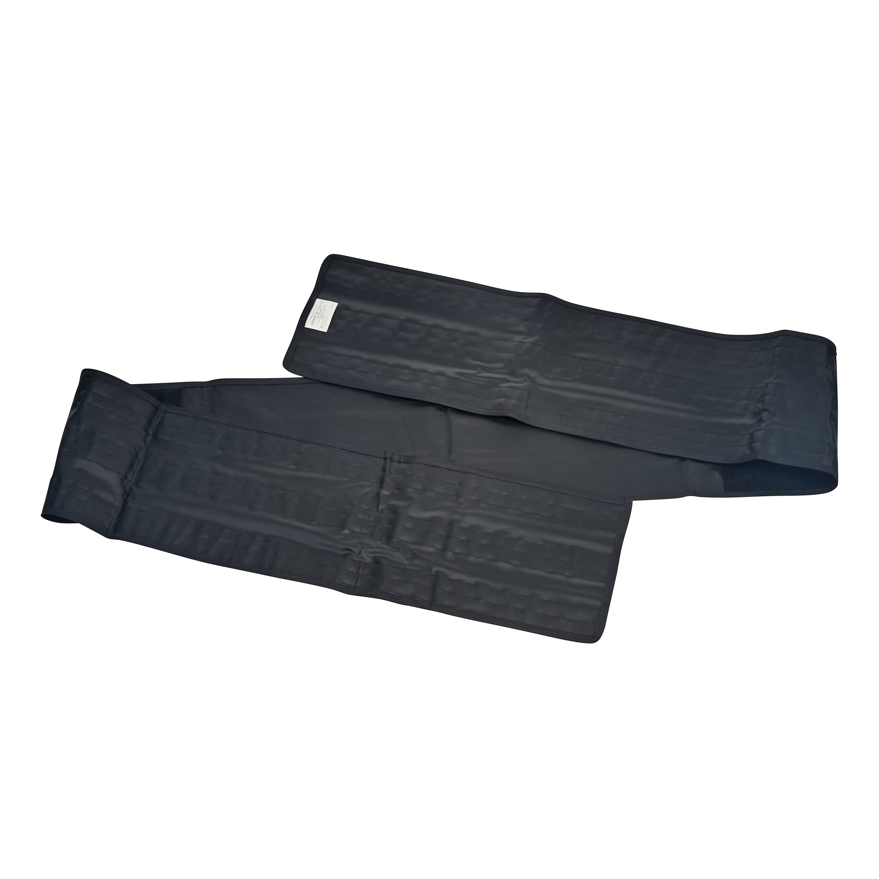 AliMed Nonmetallic Operating Room Table Strap, long and black, with fasteners for securing patients during medical procedures.