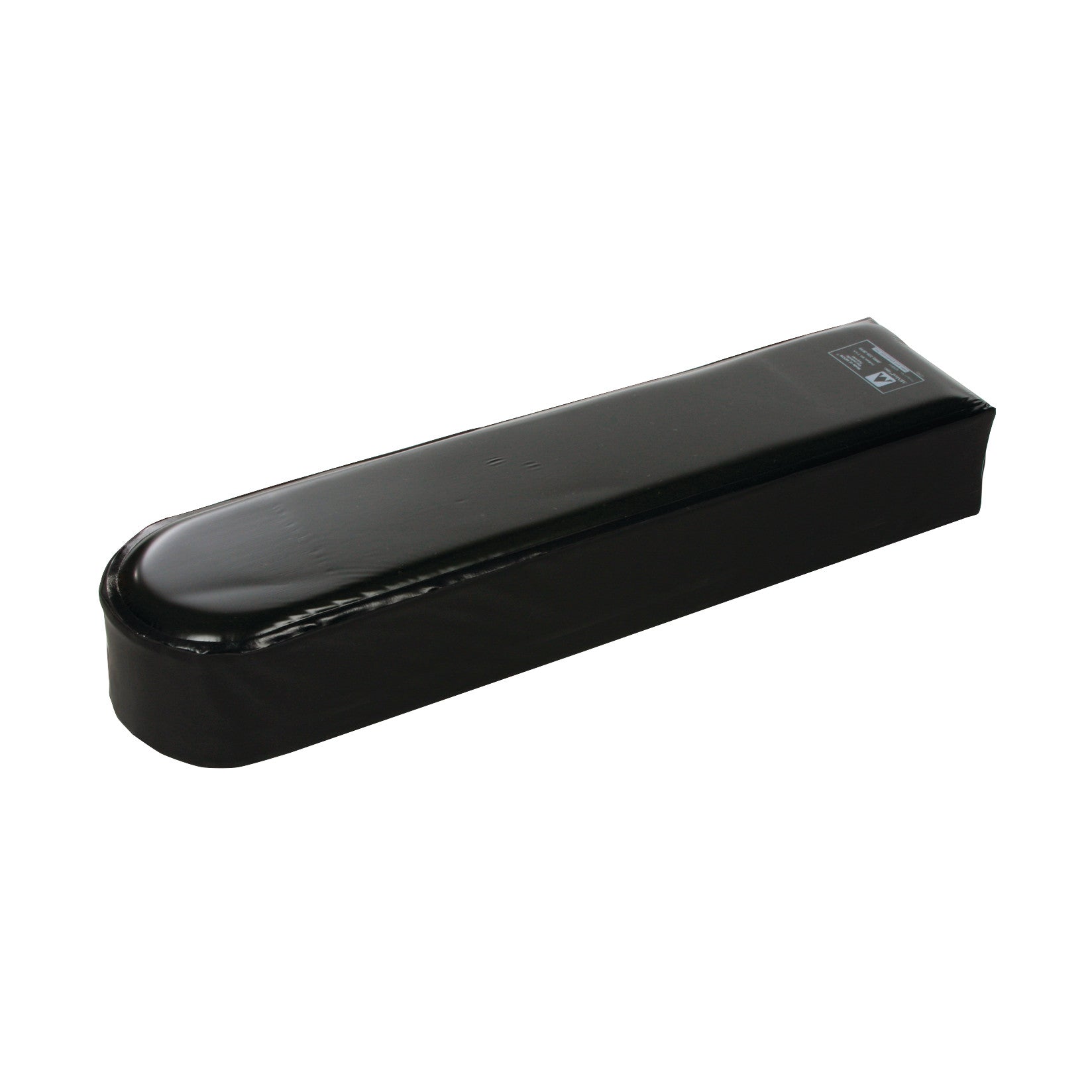 The AliMed Gel Composite Armboard Pad is a rectangular, black padded cushion with rounded edges, designed for medical support.