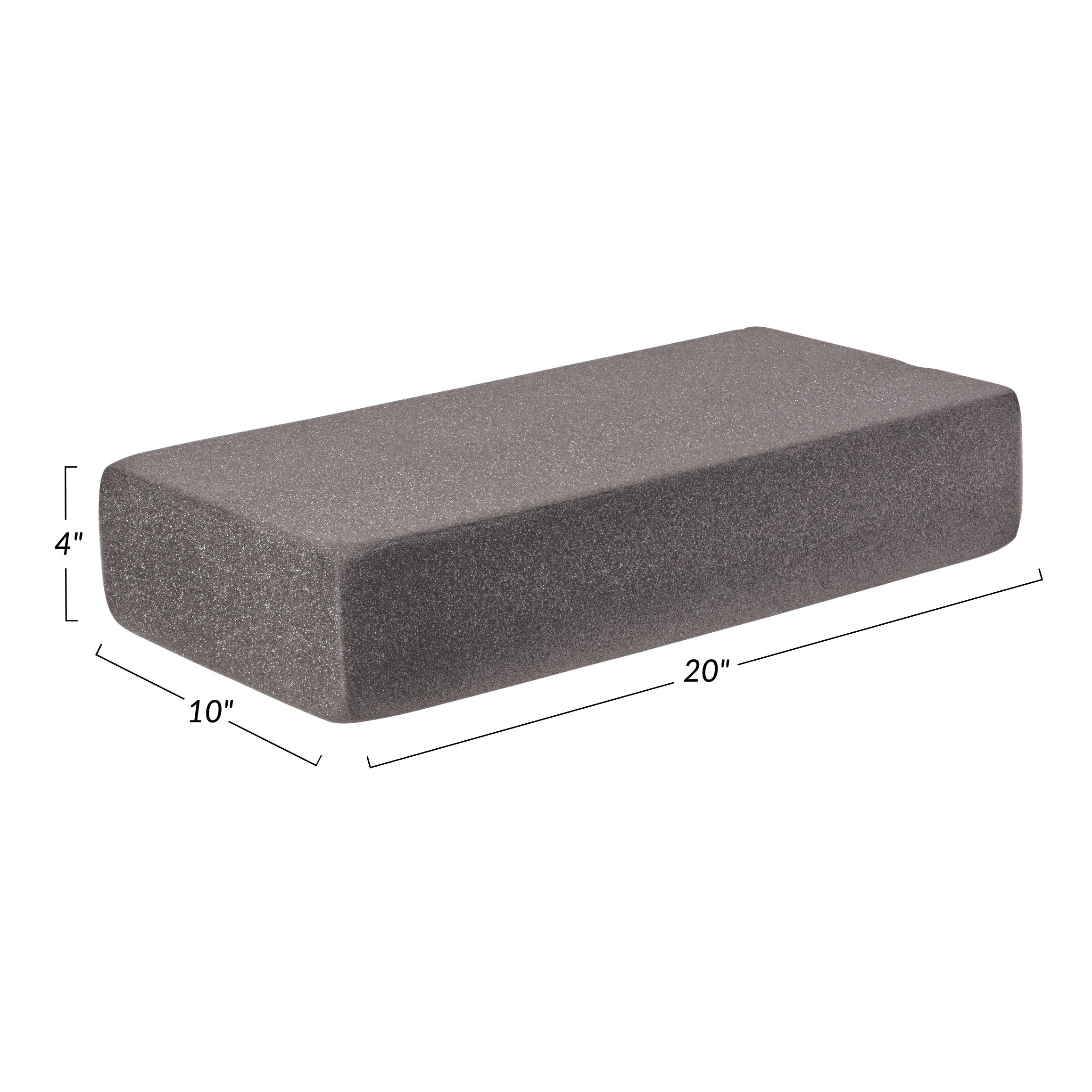 AliMed Uncovered Polyfoam Rectangle Positioner measuring 20" x 10" x 4", shown in a gray color from an angled view.