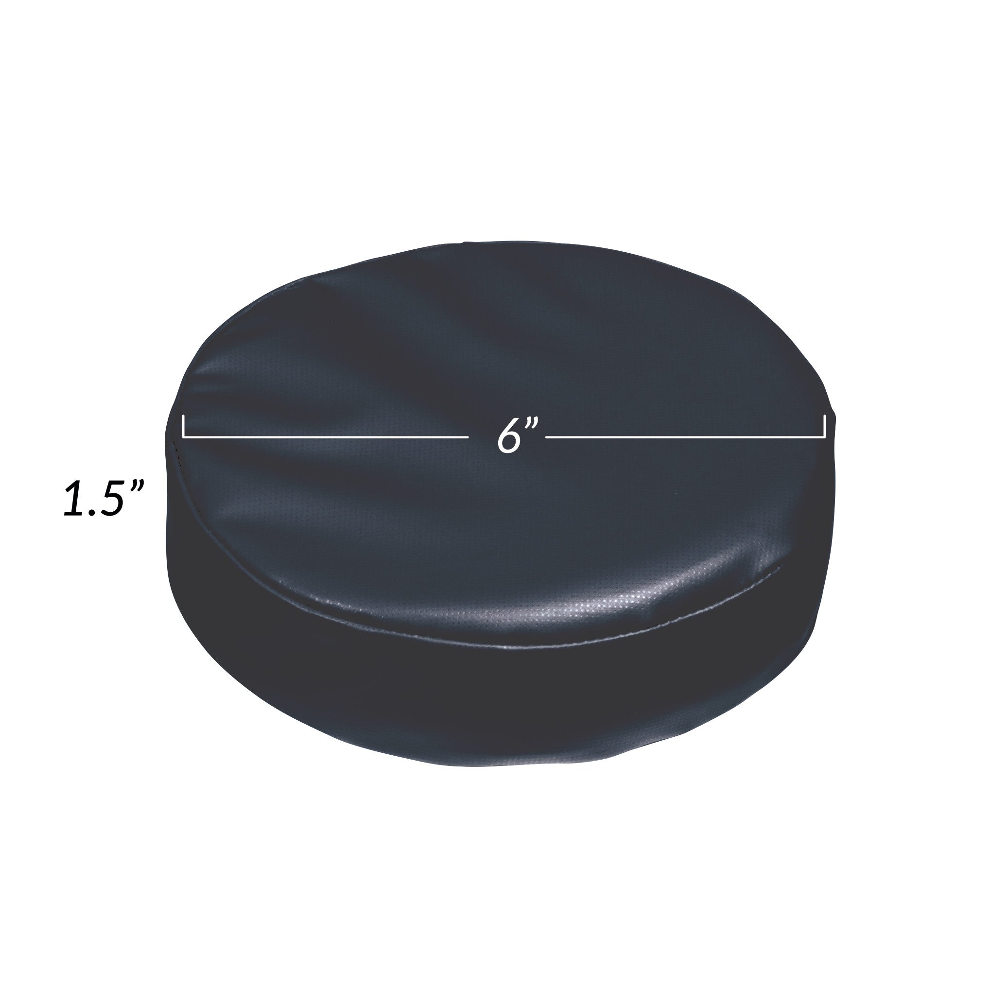 AliMed Vinyl-Covered Head Disc, black, circular, with dimensions of 6 inches in diameter and 1.5 inches in height.