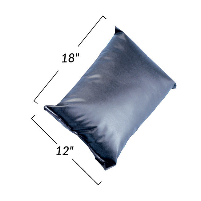 AliMed Conductive-Covered Pillow is black with dimensions labeled as 18 inches by 12 inches, shown on a white background.