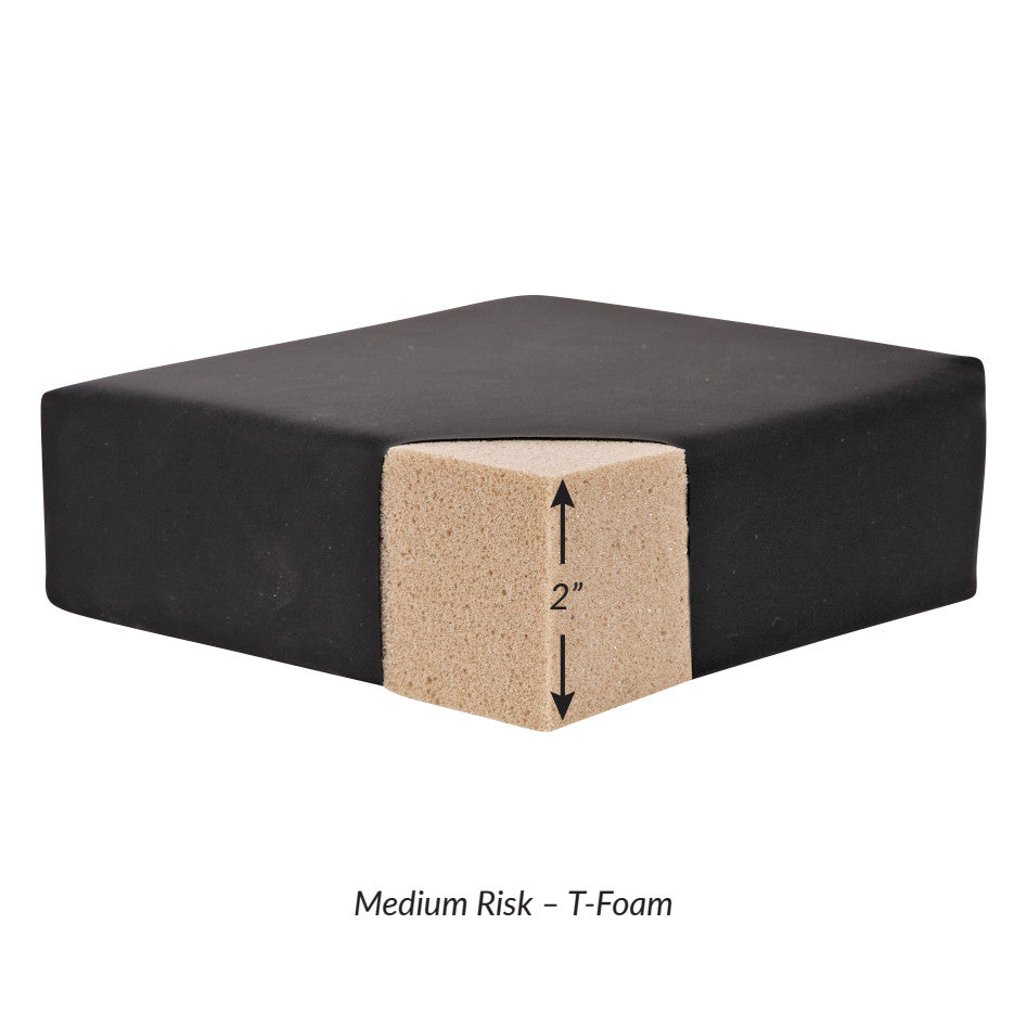 AliMed Risk-Reducing Armboard Pad for AMSCO and O.R. Direct Armboard, showing a black foam pad with a 2-inch thick section exposed.