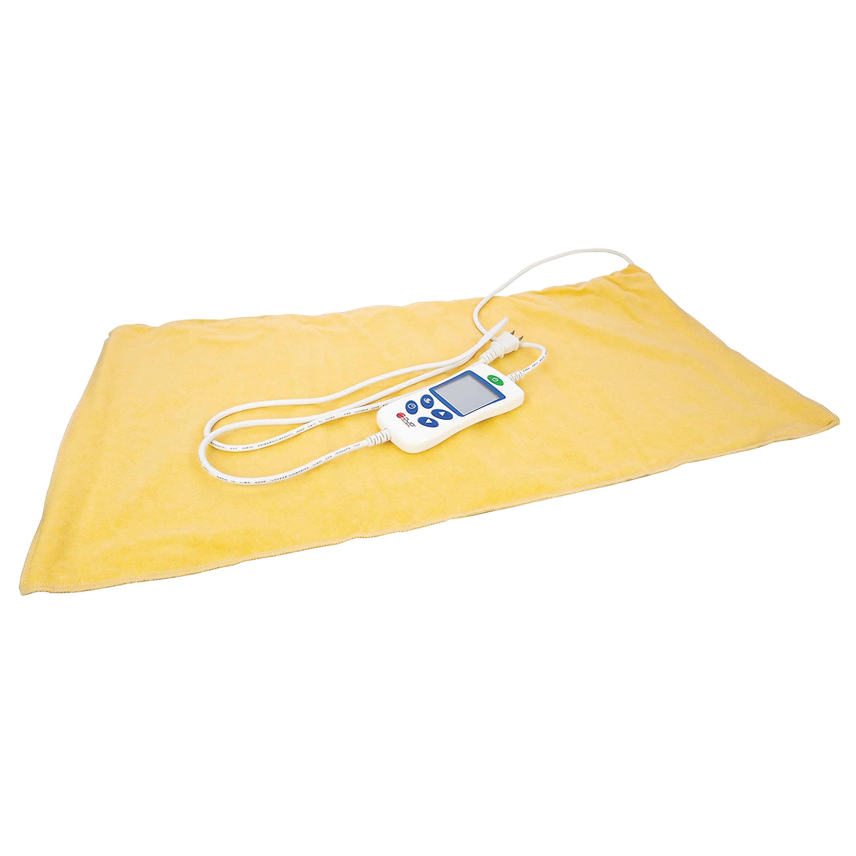 A yellow Theratherm Automatic Moist Heat Pack with a white digital controller and attached cord.