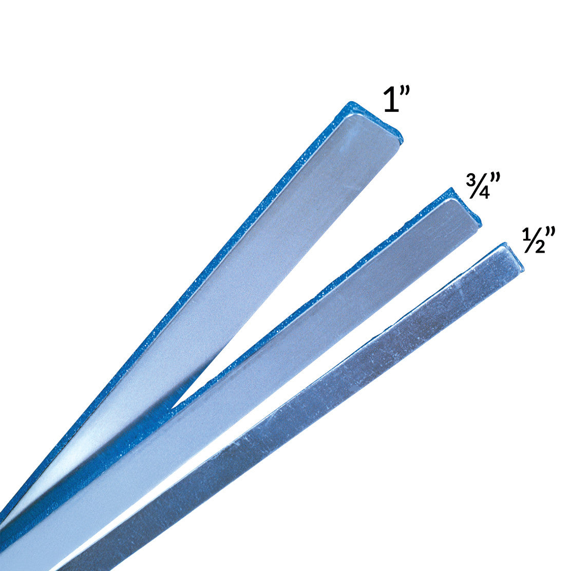 Three Finger Strip Fracture Splints in varying widths: 1 inch, 3/4 inch, and 1/2 inch, are displayed against a white background.