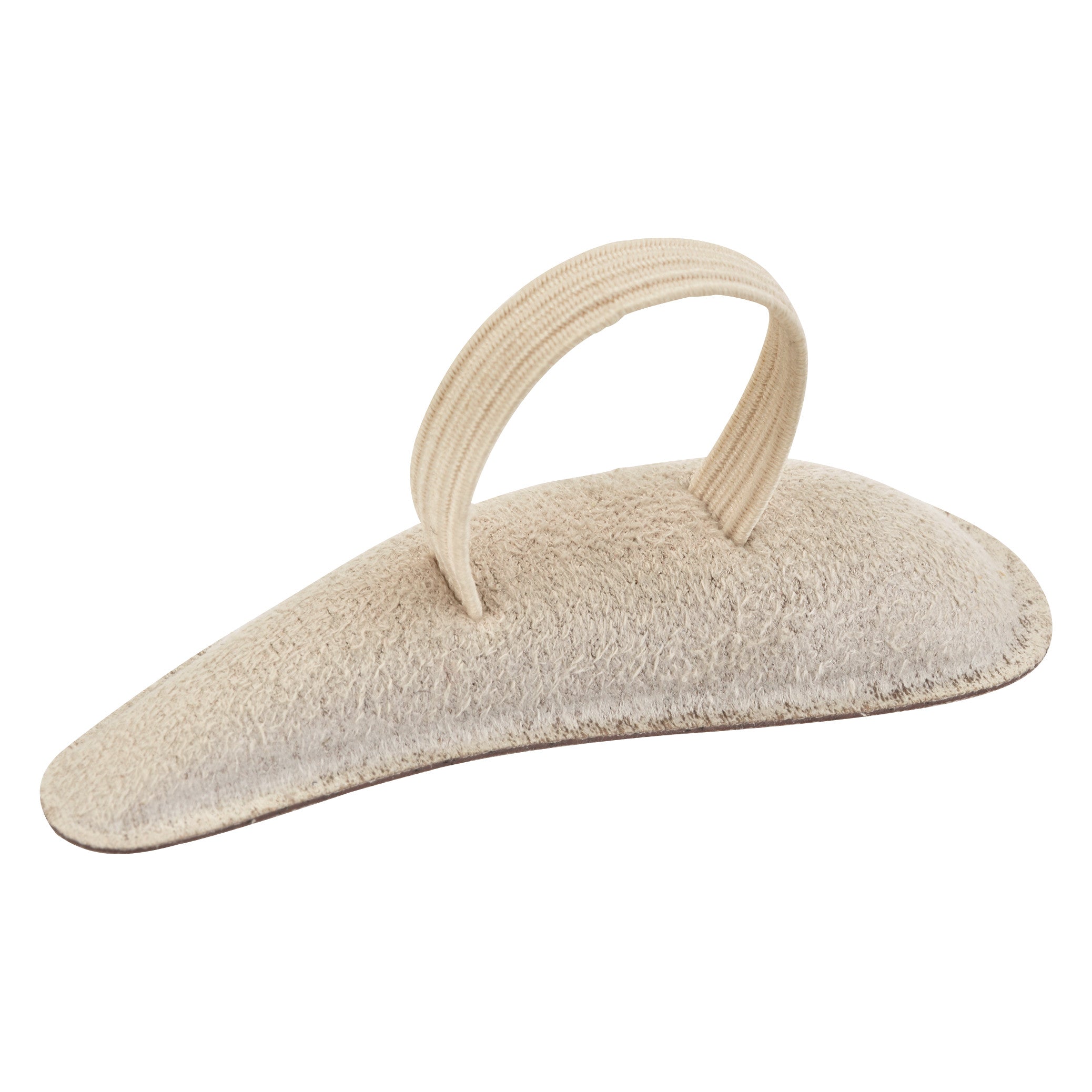 Silipos Hammer Toe Crest with a beige fabric upper and a curved pad designed for toe support, featuring an elastic strap.