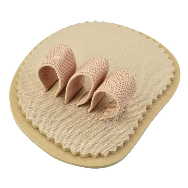 Silipos Toe Splint with three cushioned loops on a soft pad, designed for toe alignment and protection.