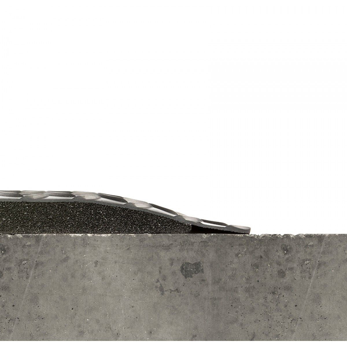Side view of the Wearwell Electrically Conductive Anti-Fatigue Mat, showing its layered structure on a concrete surface.
