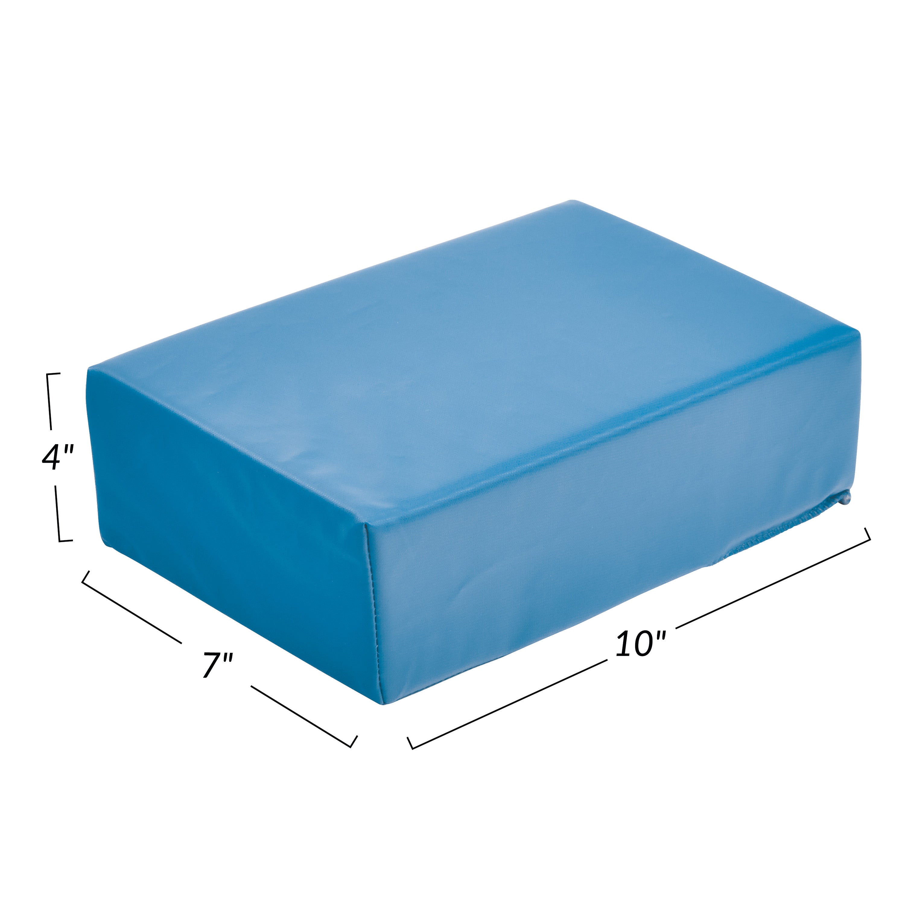AliMed Vinyl-Covered Small Rectangle Positioner in blue, measuring 10x7x4 inches.