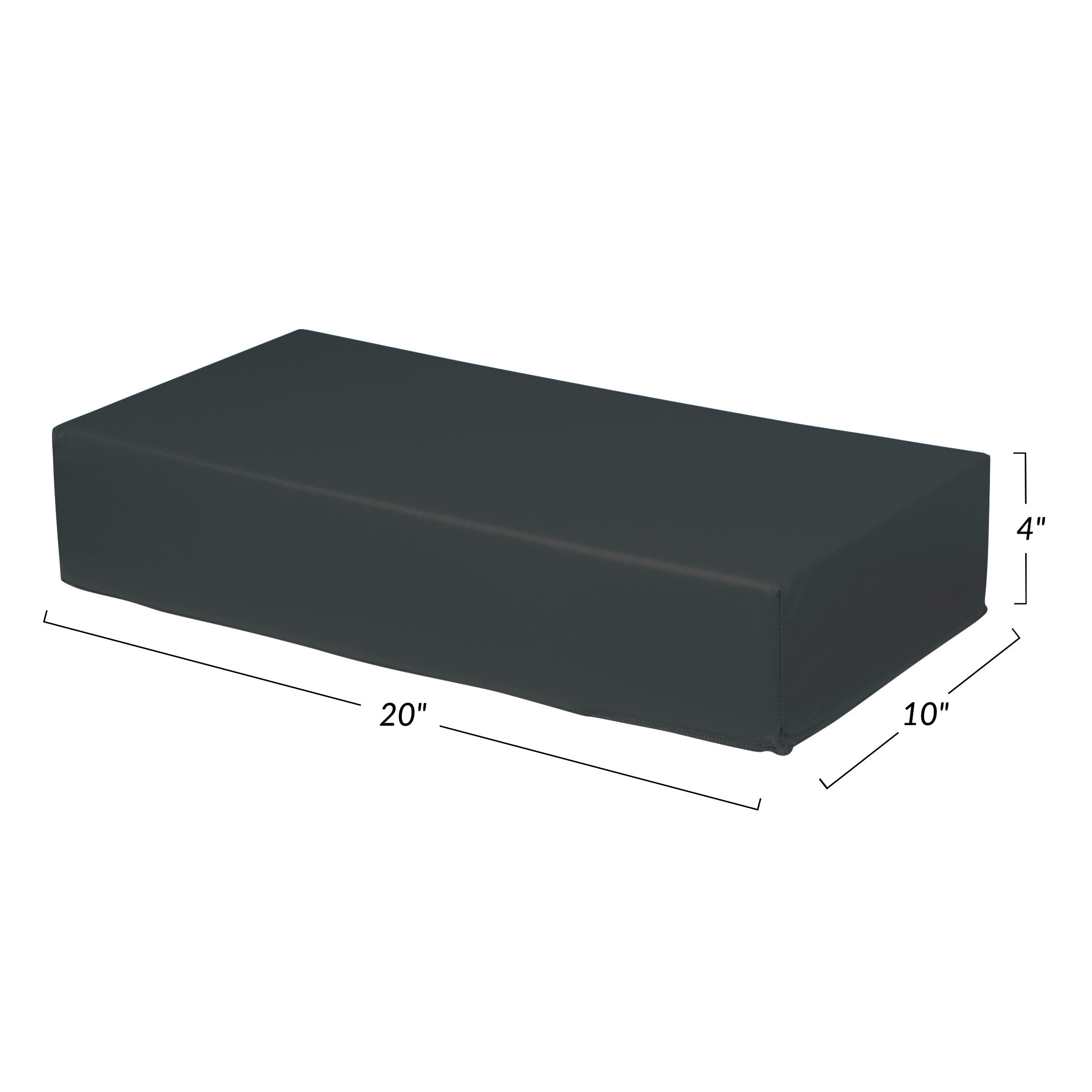 AliMed Vinyl-Covered Large Rectangle Positioner, black, measuring 20" x 10" x 4", designed for support and positioning.
