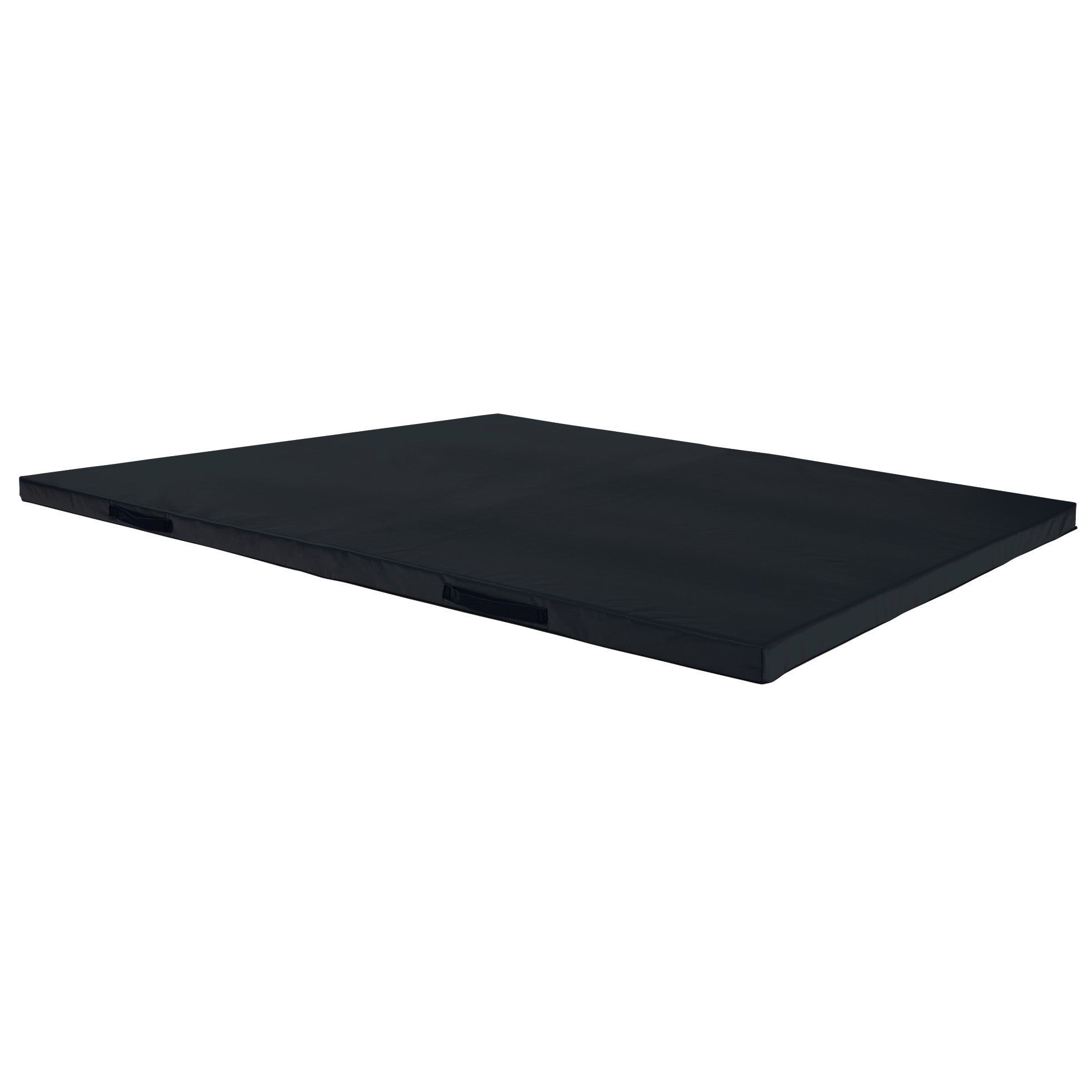 AliMed Universal Non-Folding Mat, black, with reinforced handles on the sides, designed for various therapeutic or exercise uses.