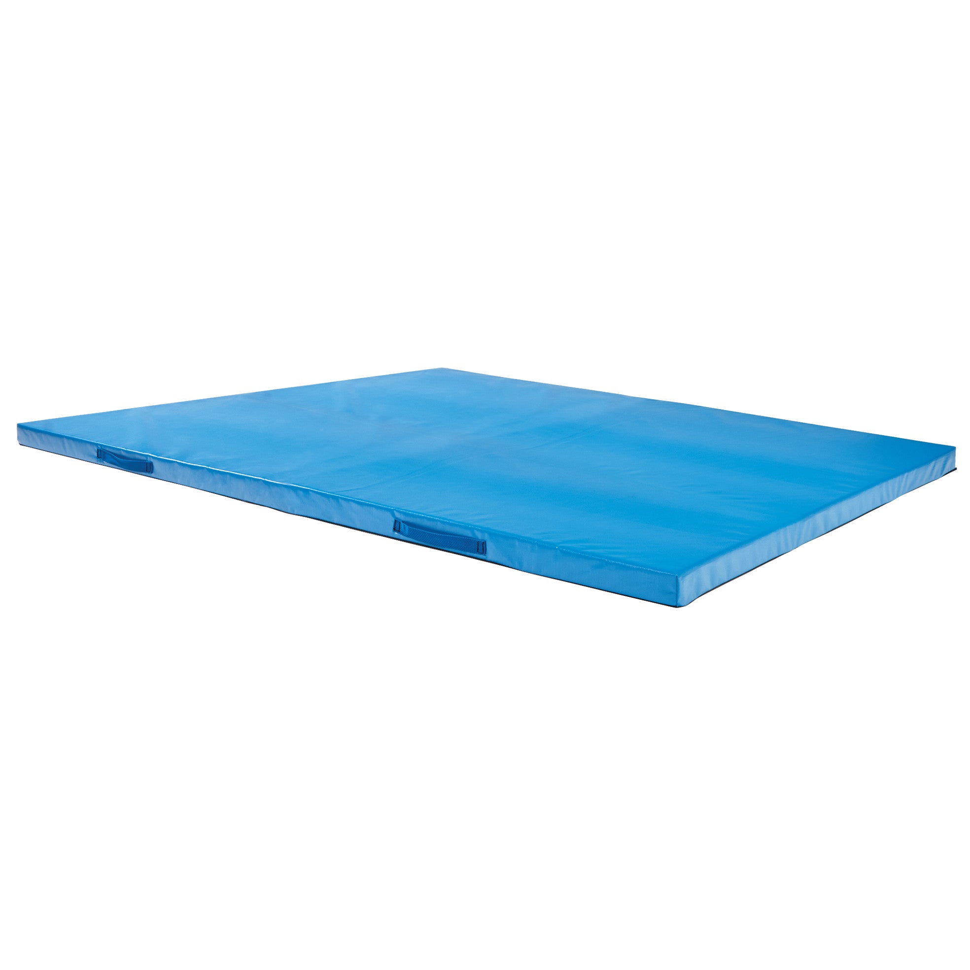 AliMed Universal Non-Folding Mat in blue, featuring a flat rectangular shape with handles on the sides for easy transport.