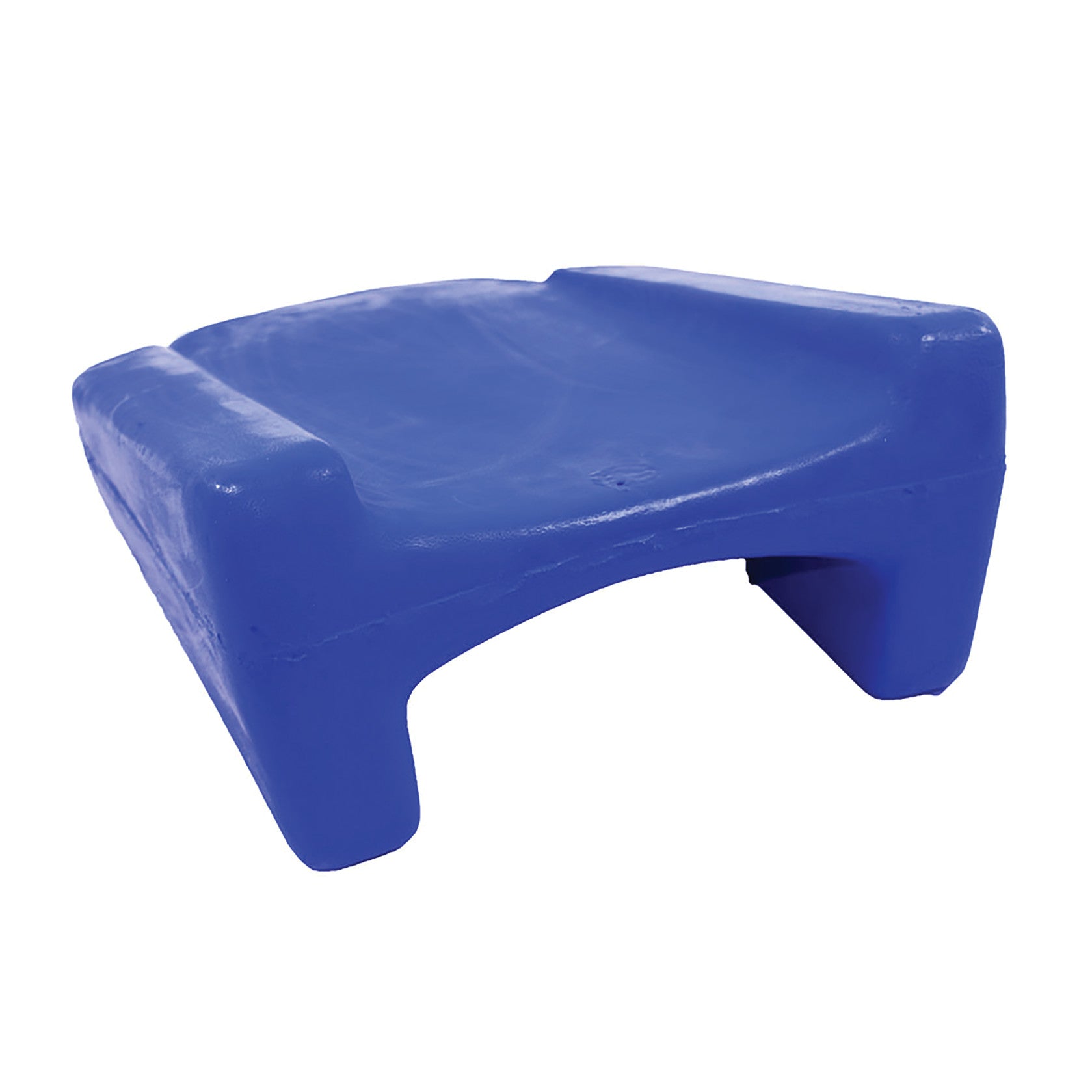 The Skillbuilders Bi-Height Wedge is a blue, molded seat cushion designed for positioning and support with a slight incline.