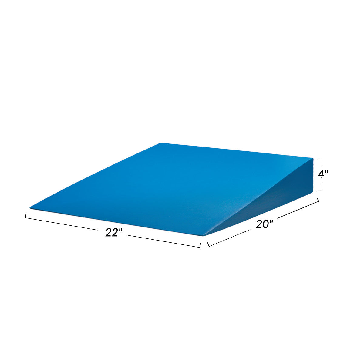 A blue AliMed Antimicrobial-Treated Therapy Positioning Wedge measures 22\" x 20\" x 4\", designed for therapeutic positioning.