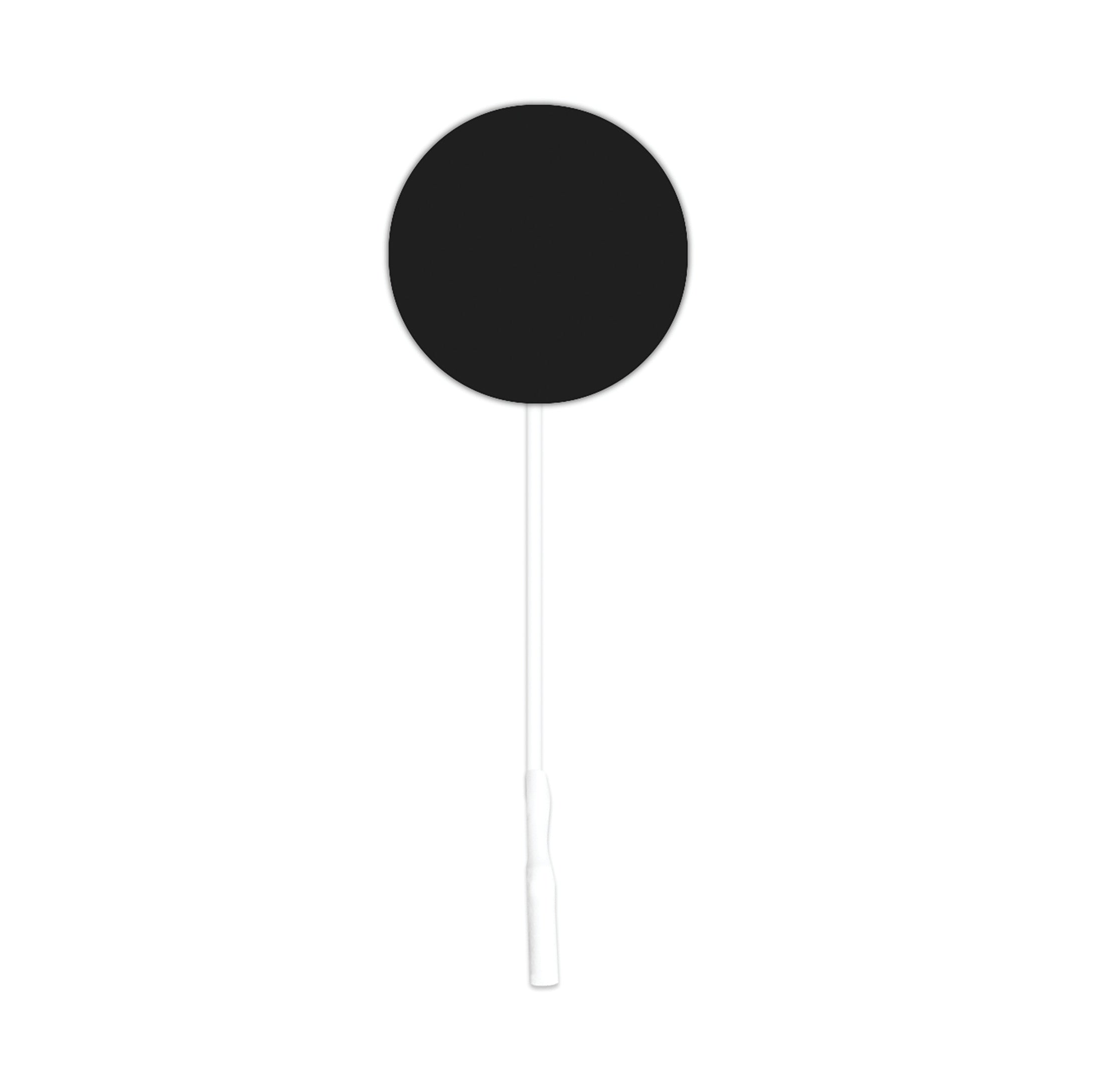ValuTrode Cloth Electrode featuring a round black surface with a white stick handle, used for electrical stimulation therapy.