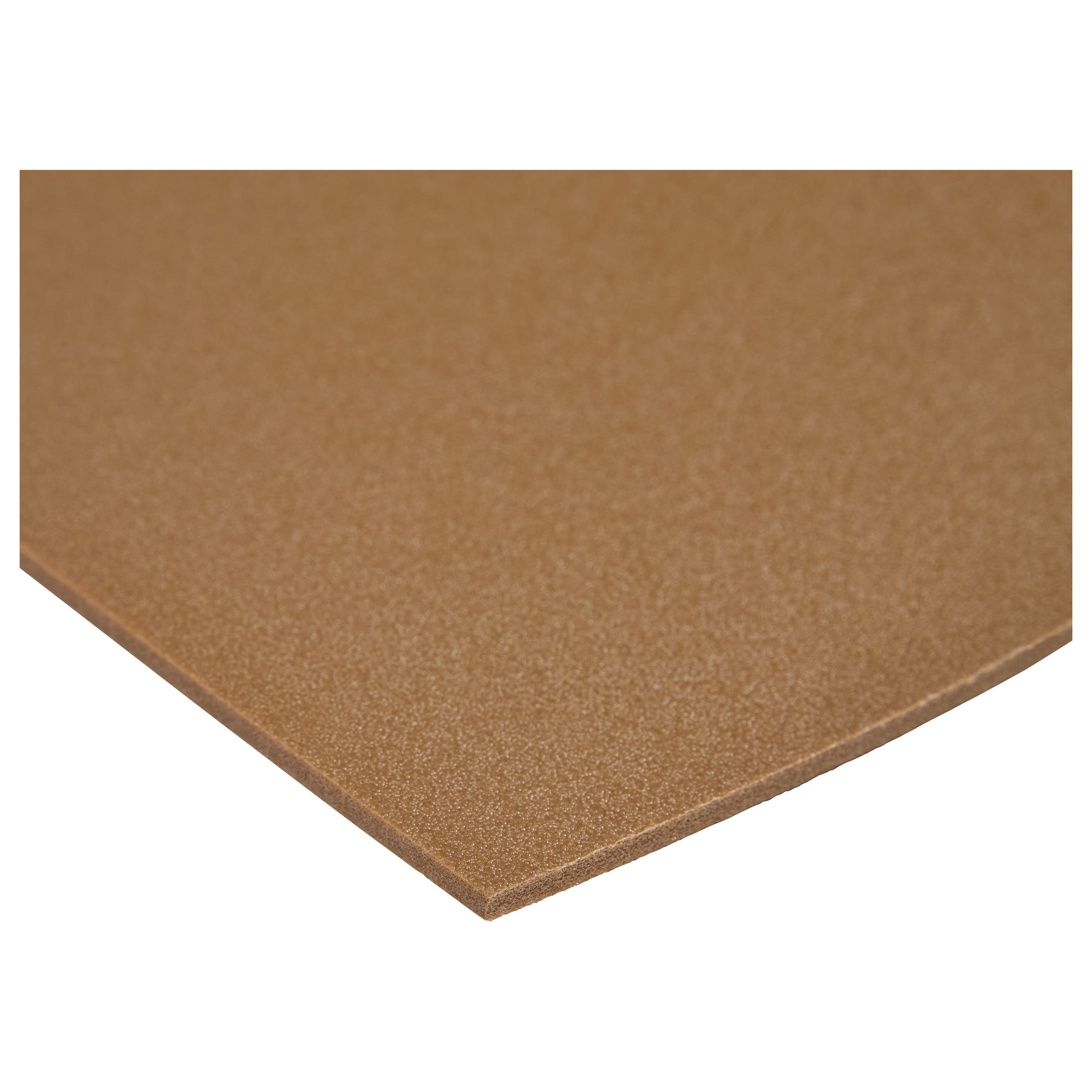 A close-up of a sheet of AliMed AliPlast 6A, a textured, flexible, brown foam material with a slightly angled corner visible.