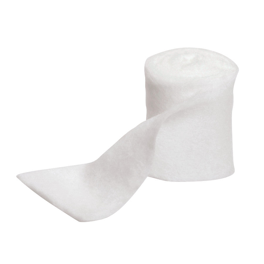 A roll of Delta-Cast Sof-Rol Synthetic Cast Padding with a partially unrolled section, isolated on a white background.