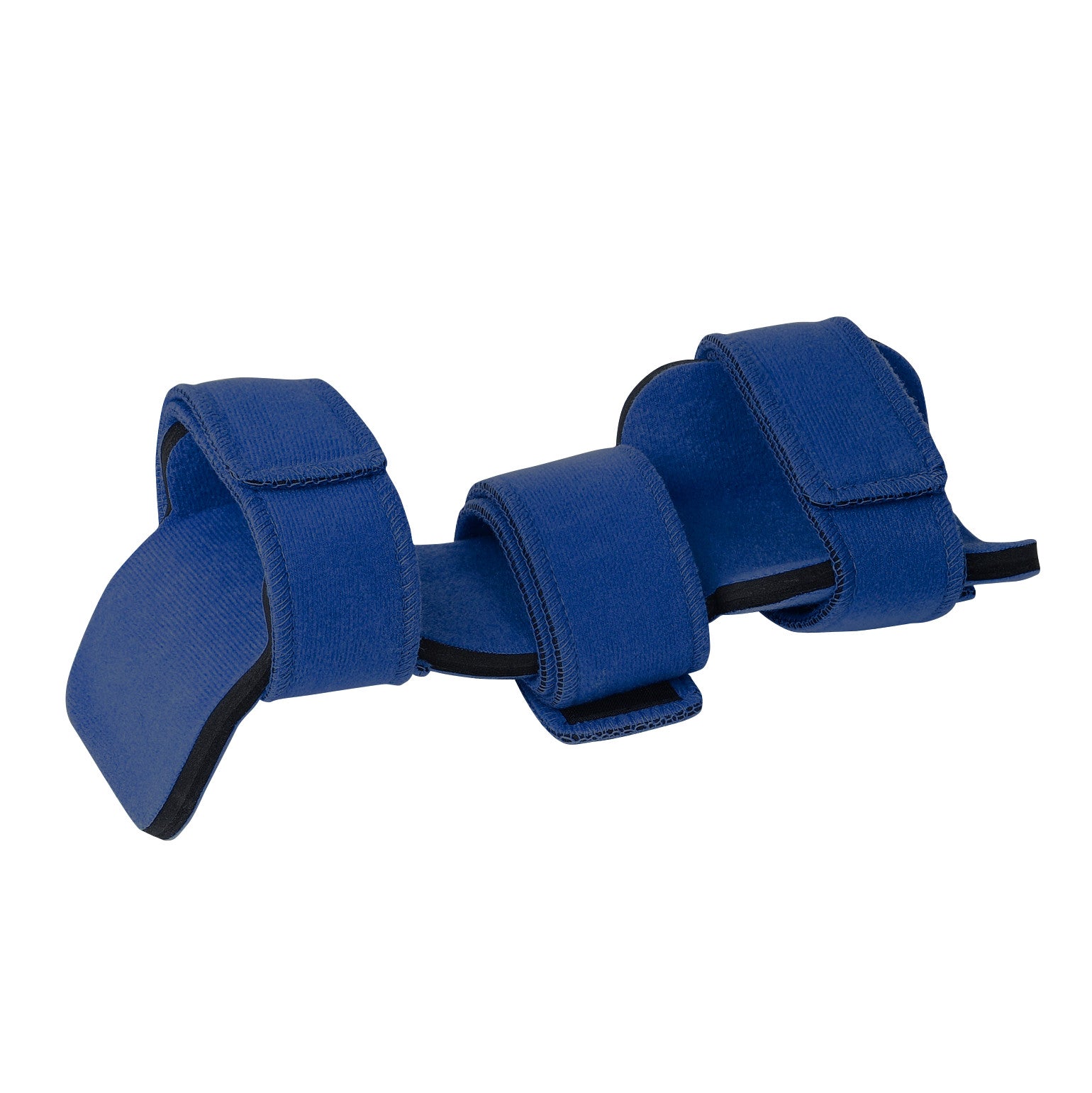 The Comfy Splints Adult Hand/Wrist Orthosis is a blue adjustable splint with soft padding, designed to support the wrist and hand.