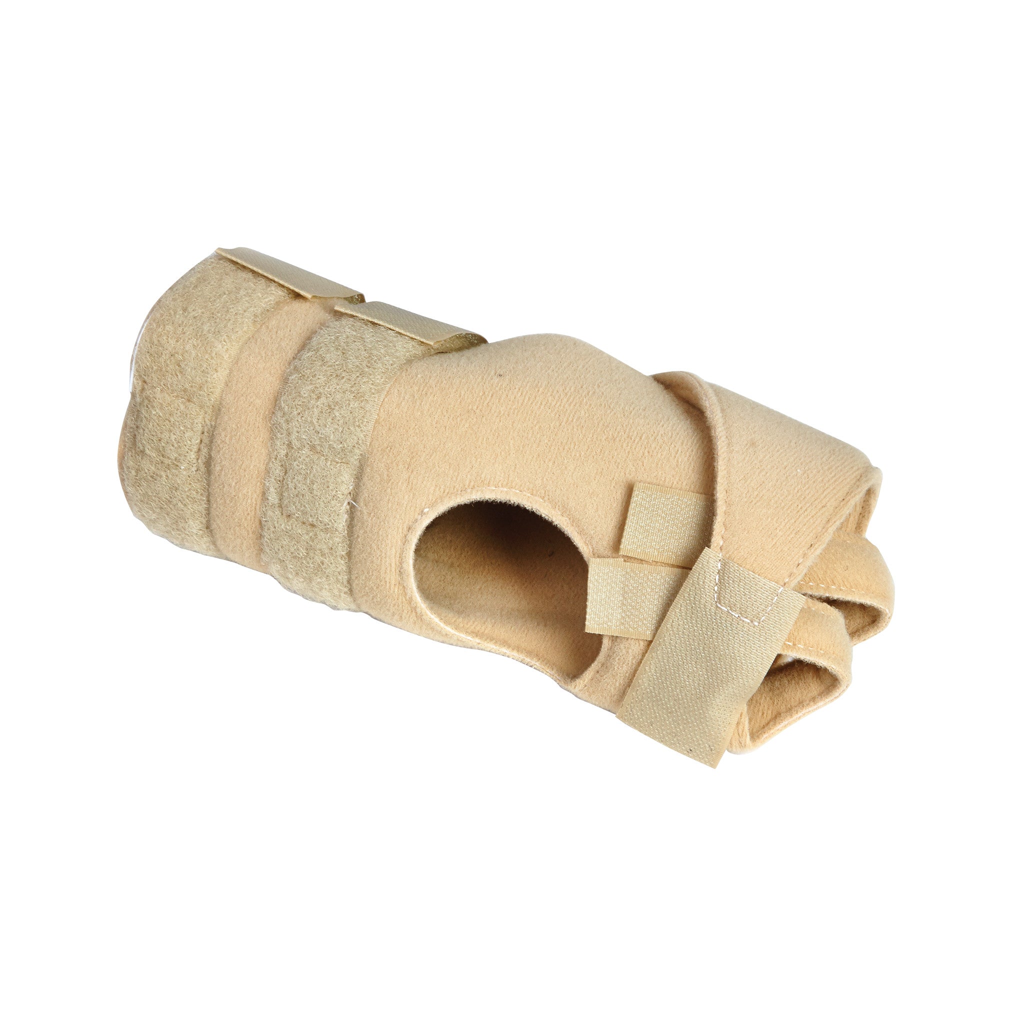 The AliMed FREEDOM Arthritis Support is a tan hand brace with adjustable straps and an opening for thumb movement.