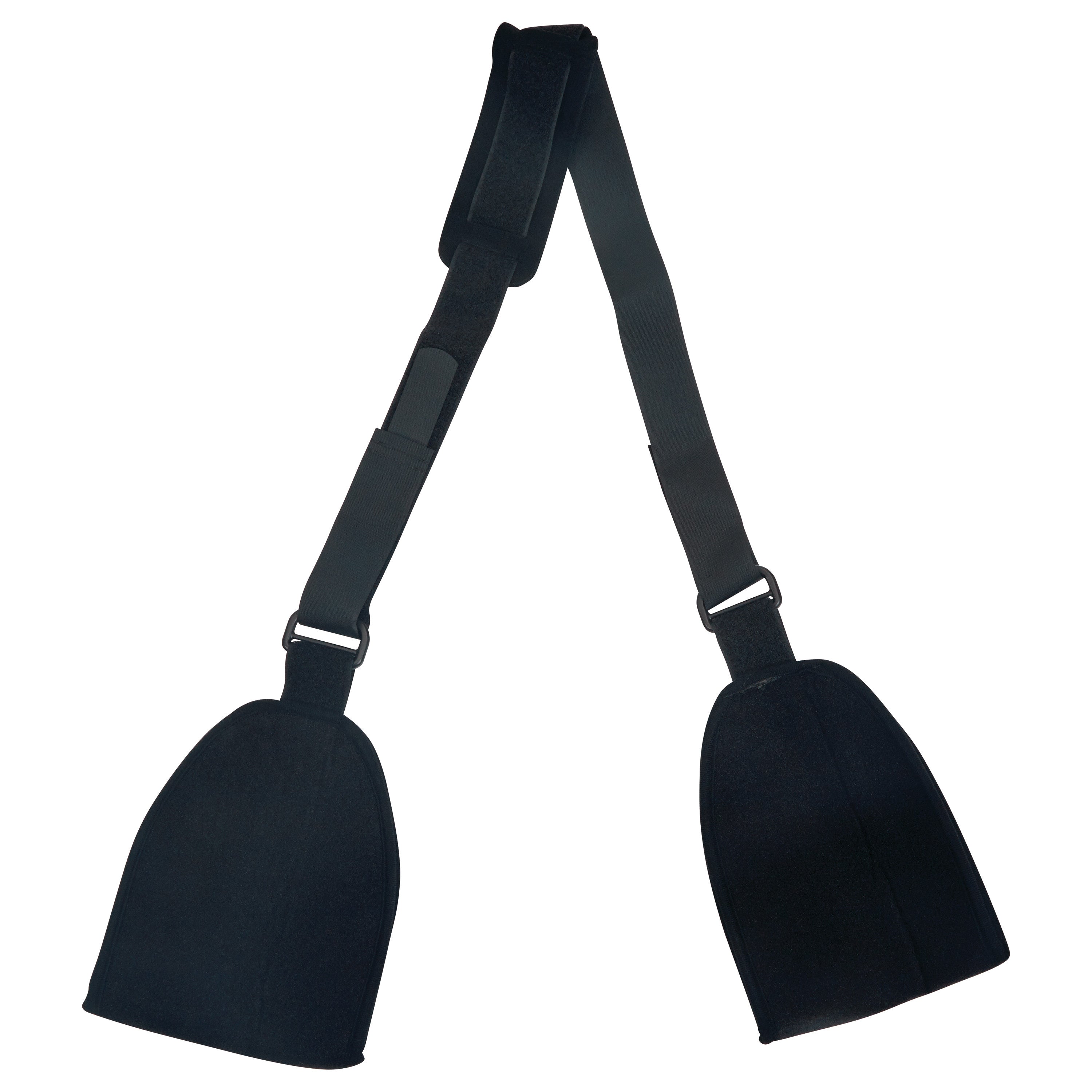 Black CVA Sling with adjustable straps and padded shoulder supports, featuring hooks for attachment.