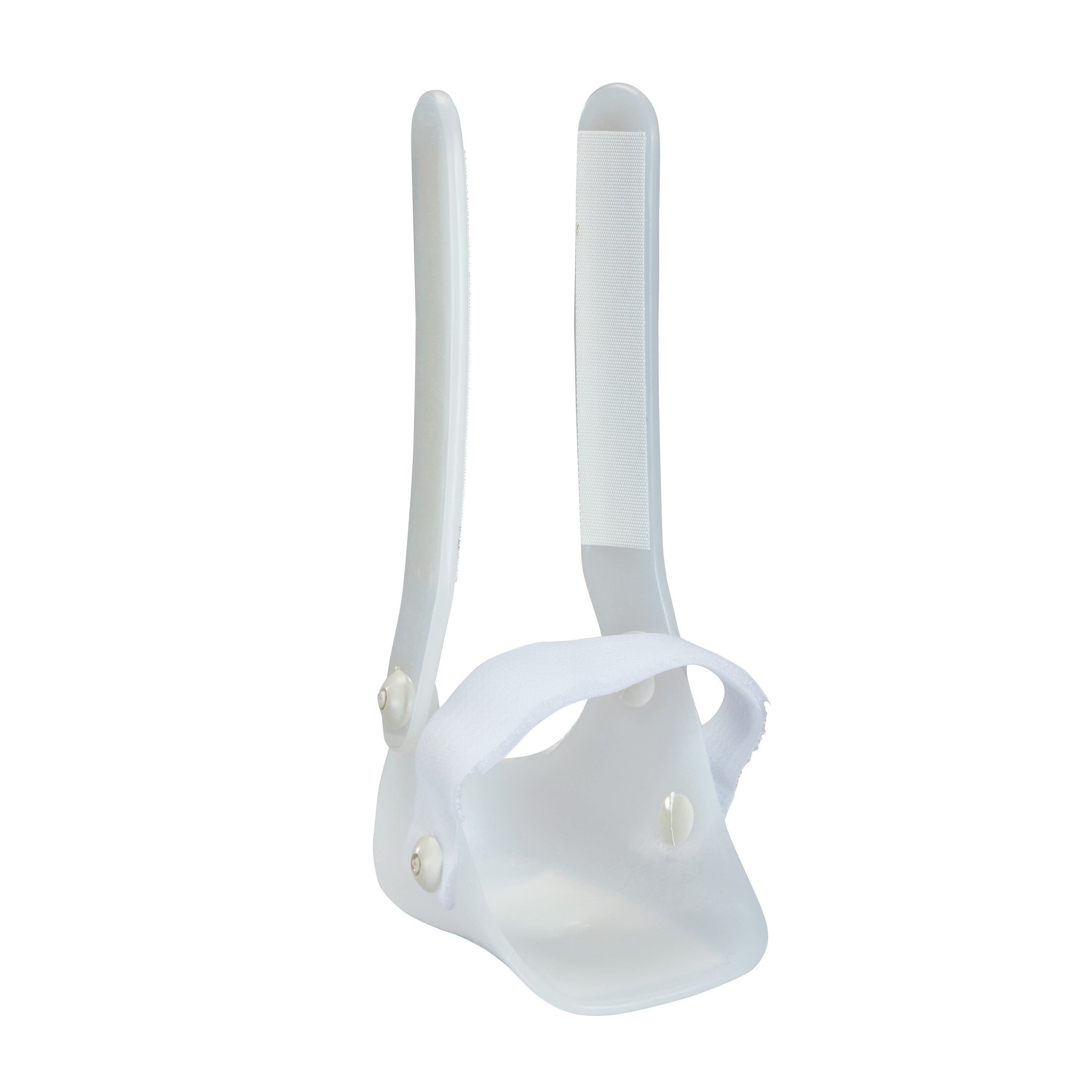 The Foot Component for Miami Tibial Fracture PTB Brace is a white plastic ankle brace with two upright supports and a strap.