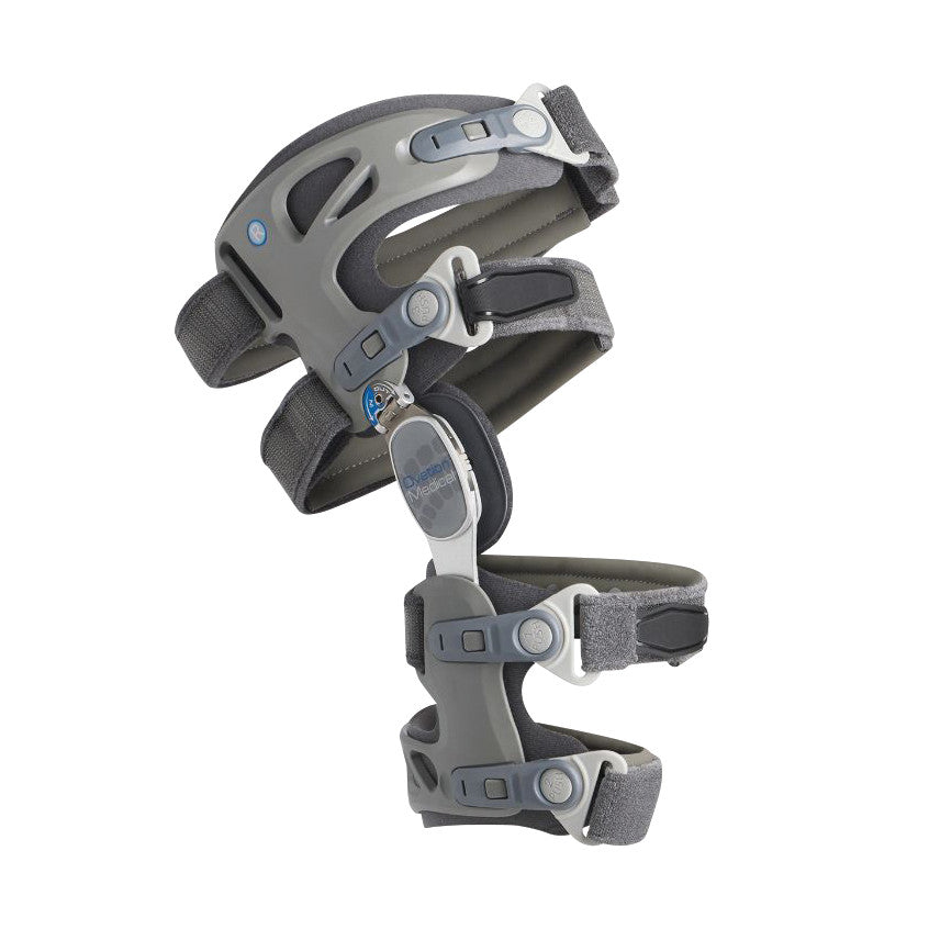 The Game Changer OA Knee Brace features adjustable straps and hinges, designed for support in managing knee osteoarthritis.