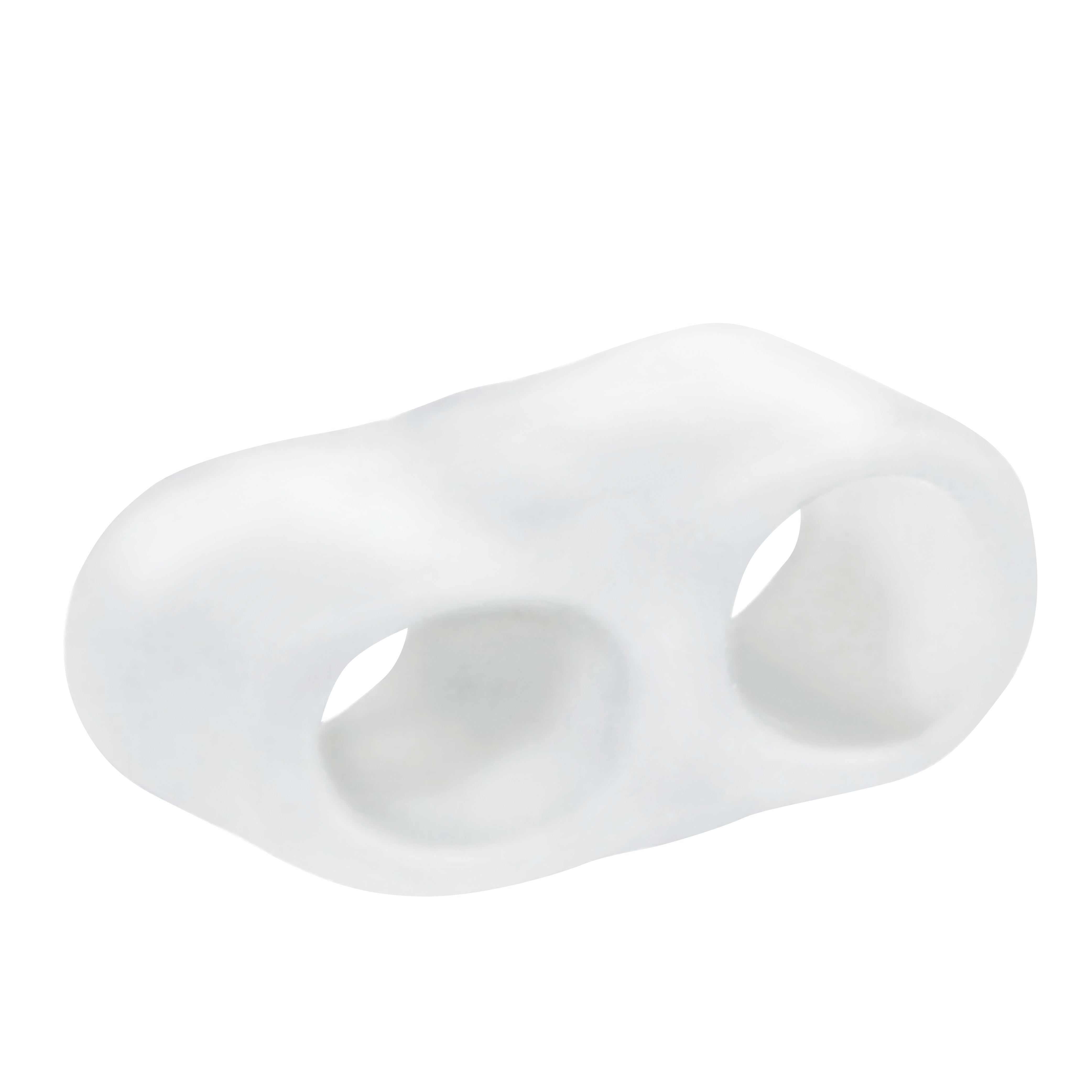 A white, soft Silipos No-Slip Buddy Spacer designed with two large openings, used for separating toes or fingers.