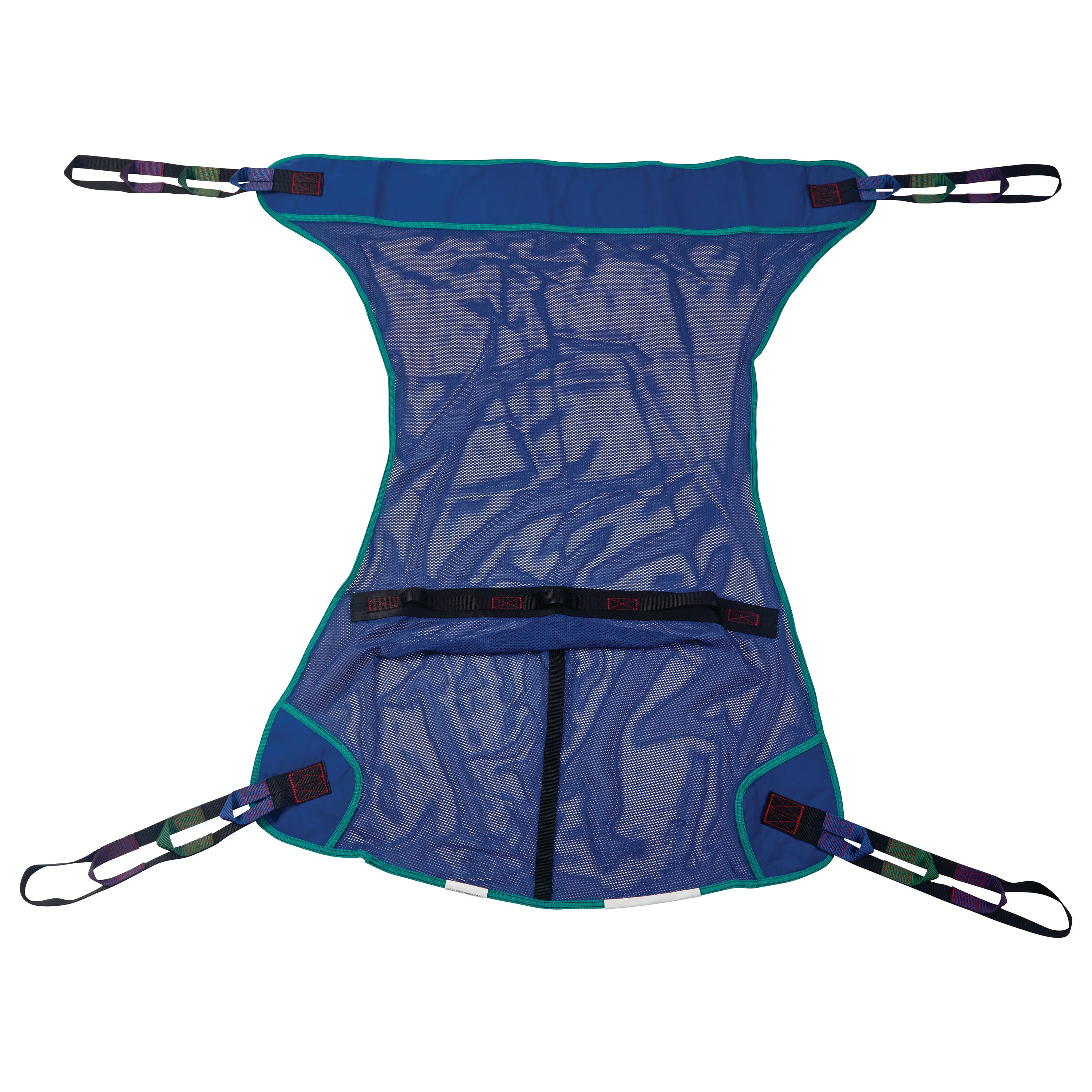 The Invacare Full Body Patient Sling is a blue mesh sling with reinforced straps for safe patient lifting and transferring.