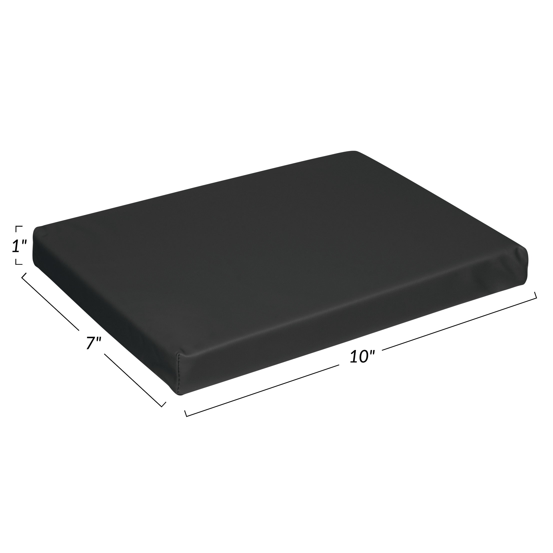 AliMed Vinyl-Covered Small Rectangle Positioner, black, with dimensions 10" x 7" x 1".