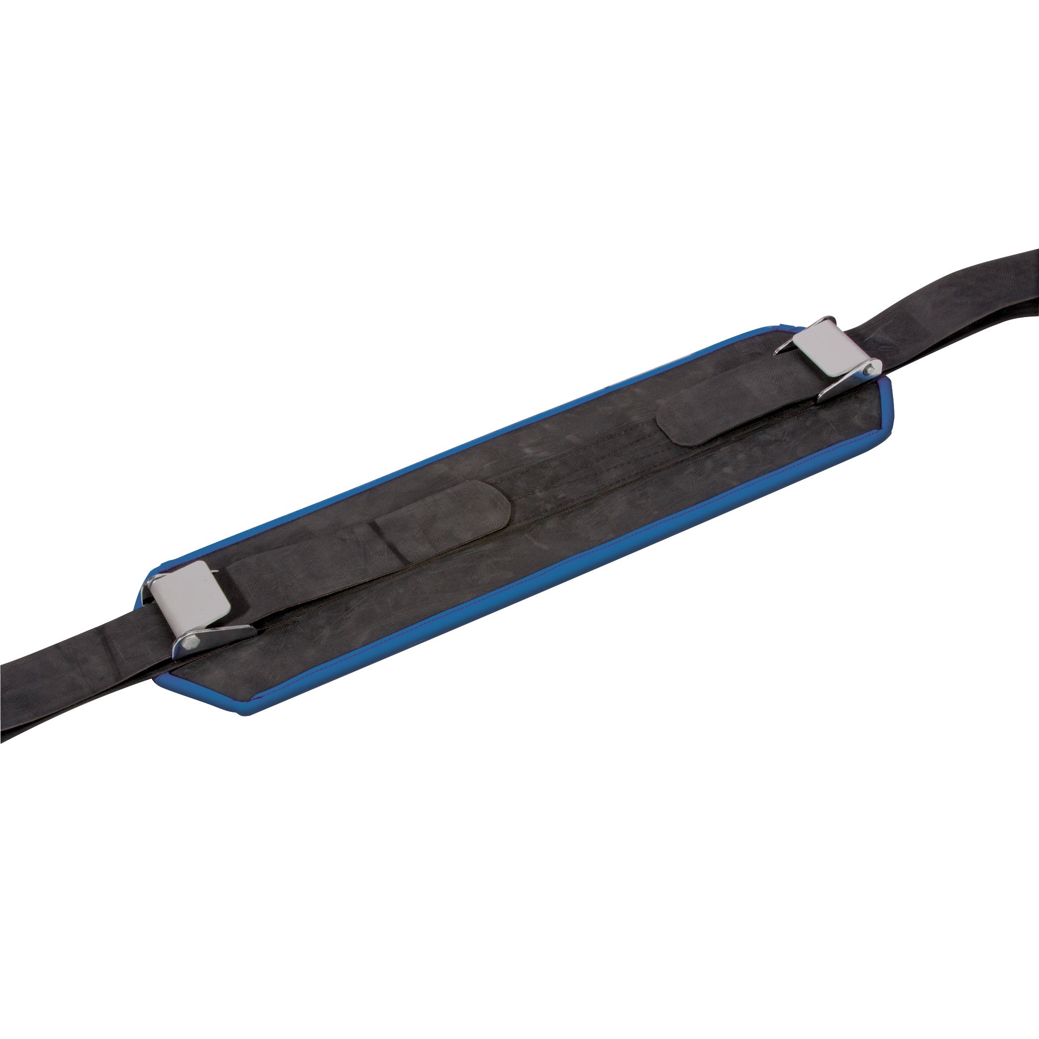AliMed Deluxe Padded O.R. Table Strap with blue padding and metal buckle straps designed for securing patients during surgery.