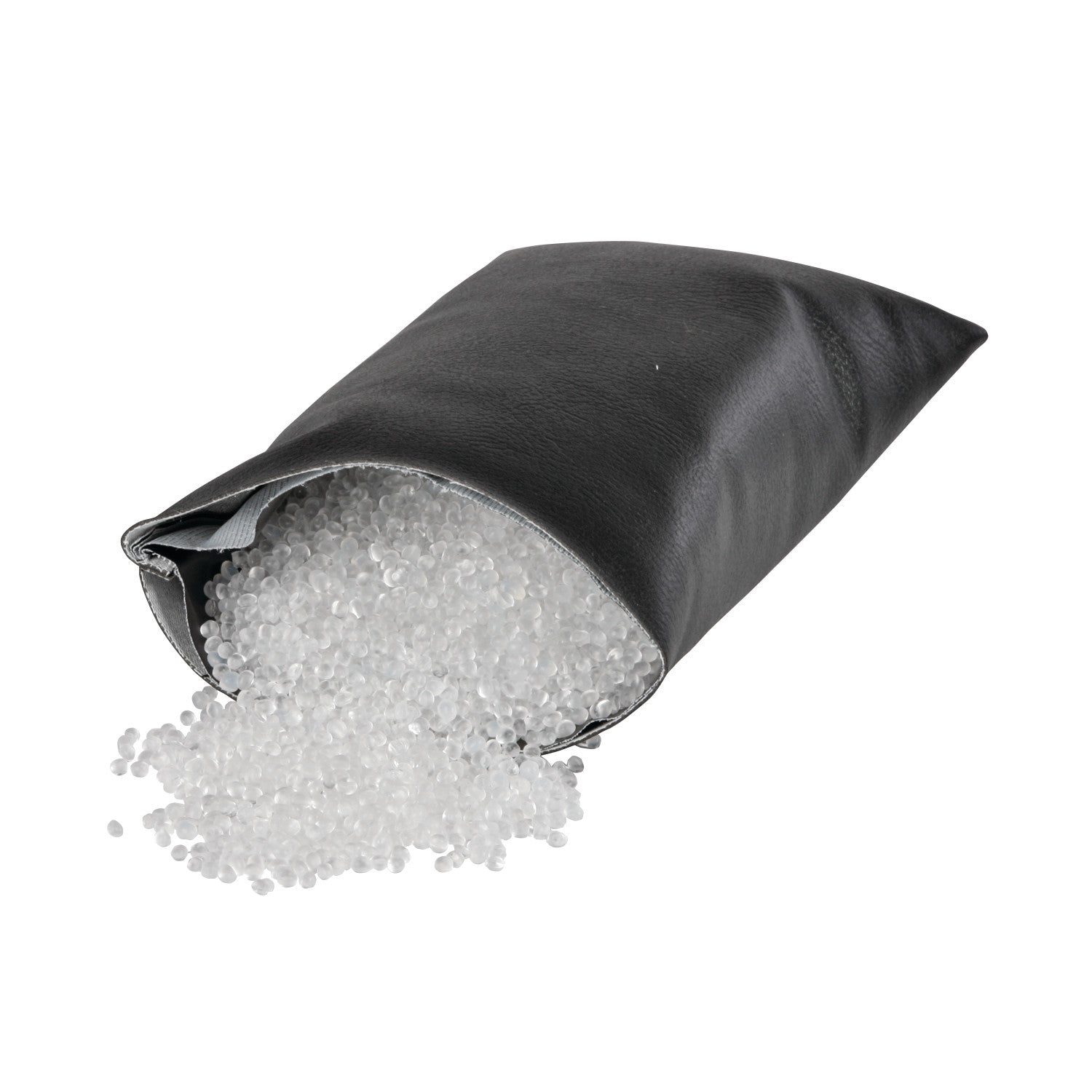 AliMed AliSand Lightweight Sandbag with white pellets spilling out from an open, black fabric bag.