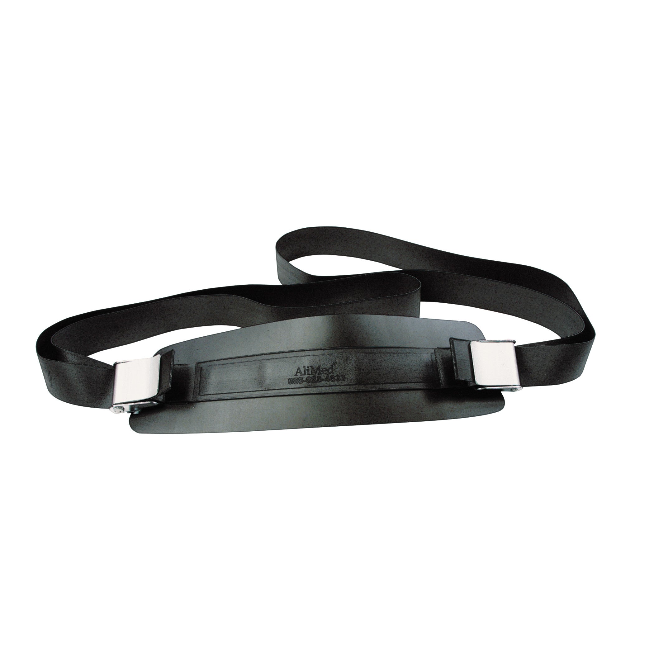 AliMed VeriClean Operating Room Table Strap with Mid-Panel, featuring a black strap and silver buckle.