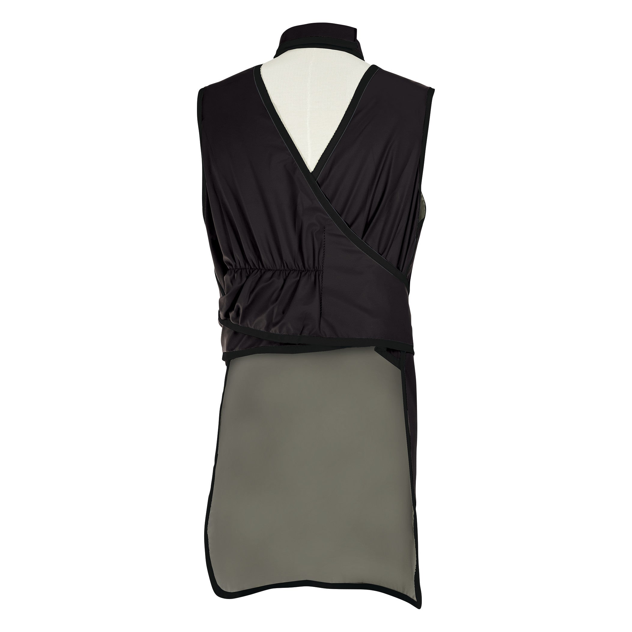 Back view of a Barrier Technologies UltraFlex Lead-Free Frontal Apron. It features a wrap design and mesh lower section.