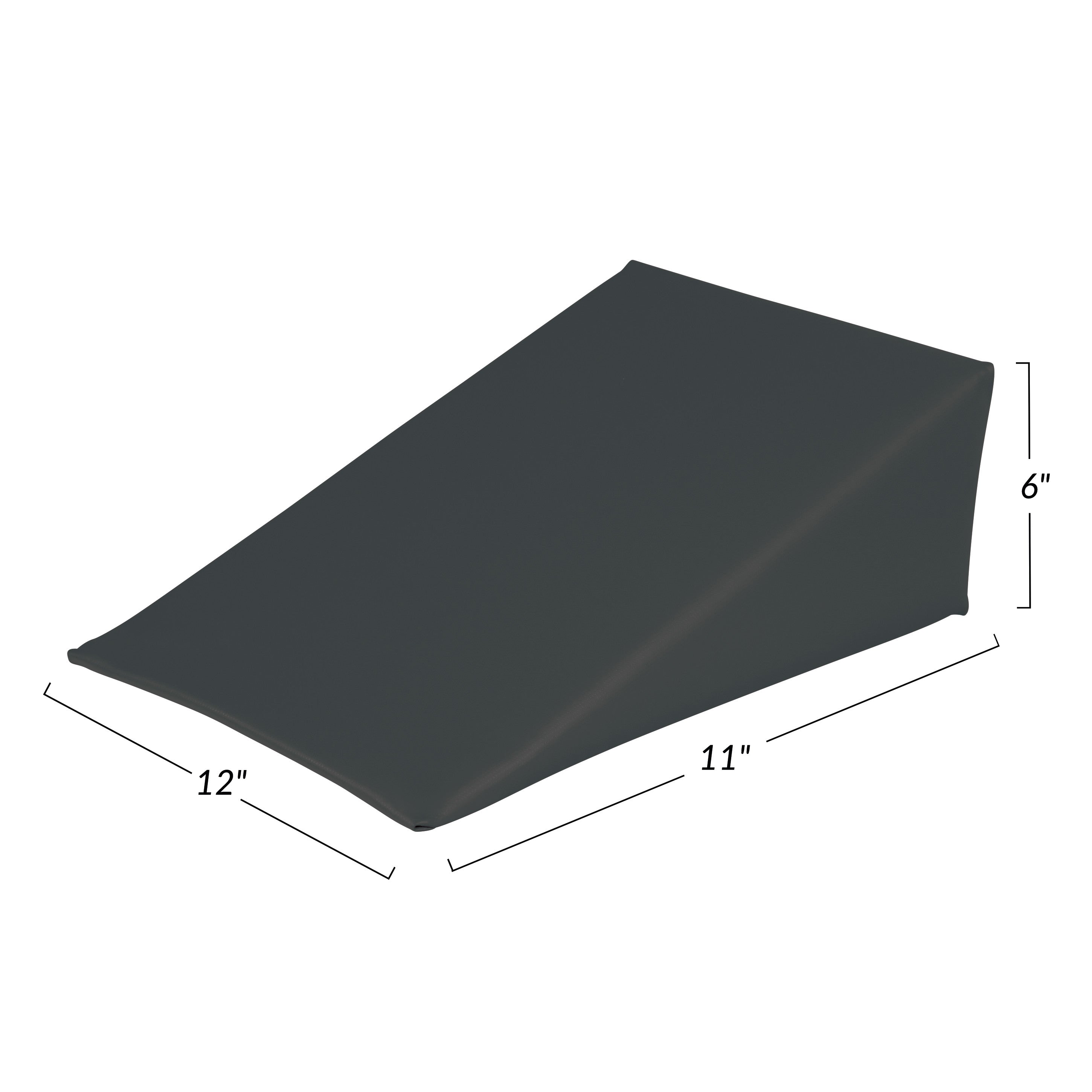 AliMed Vinyl-Covered 25 Degree Medium Wedge Positioner, measuring 12" x 11" x 6", shown in dark color, angled side view.