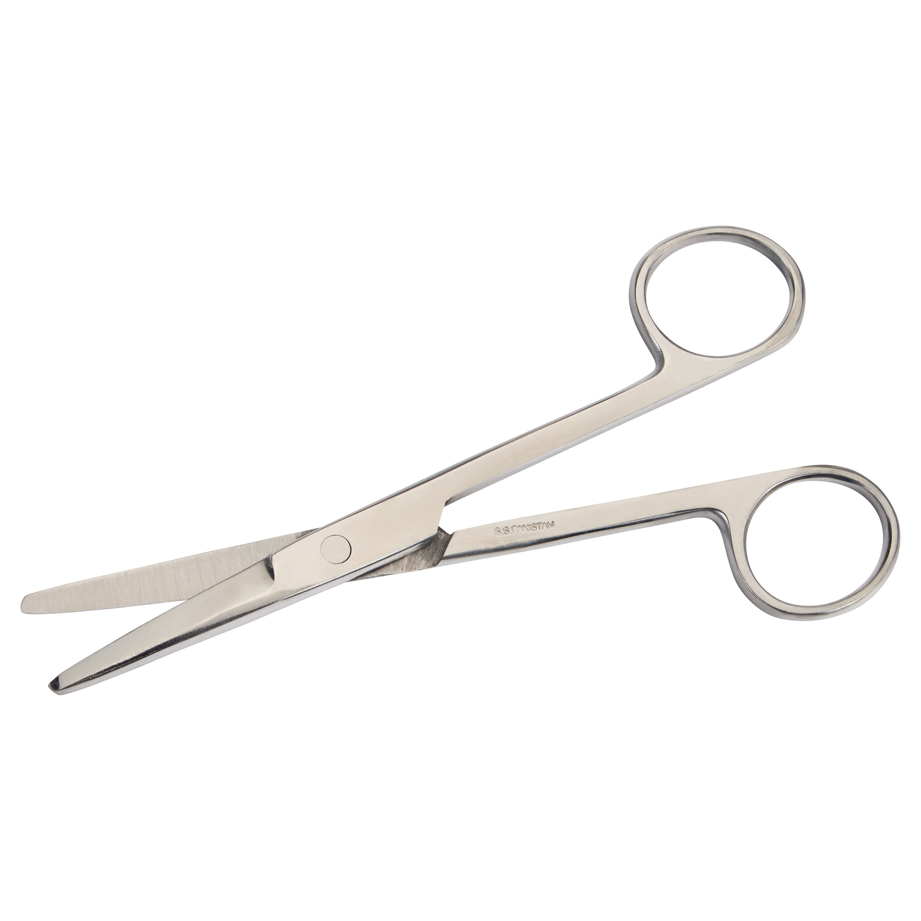A pair of Mayo Dissecting Scissors with straight, blunt tips and looped handles, made of shiny metal.