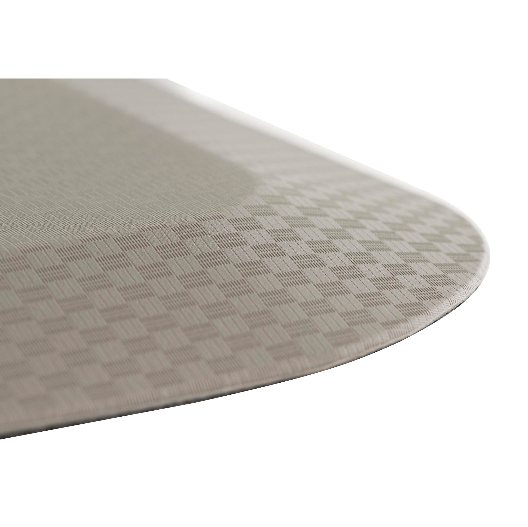 Close-up of the FLATMAT Bedside Fall Mat, showing its rounded corner and subtle textured grid pattern on the surface.