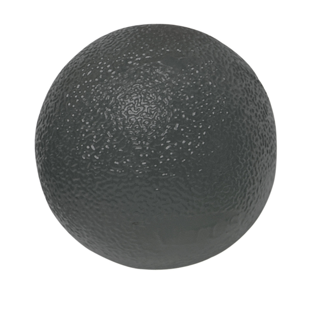 A textured, dark gray CanDo Gel Squeeze Ball designed for therapeutic hand exercises and stress relief.