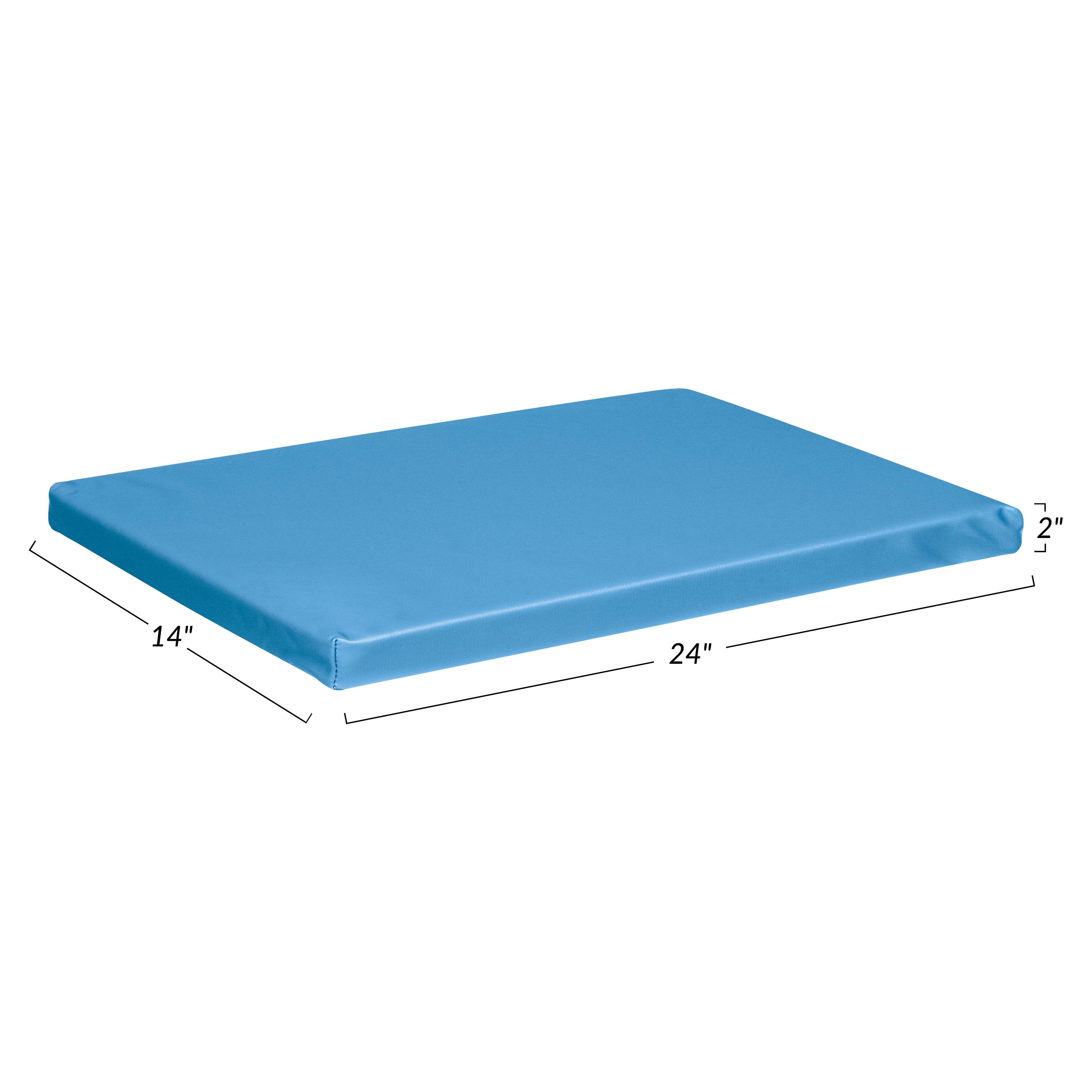 AliMed Vinyl-Covered Large Rectangle Positioner, blue, measures 24"x14"x2", shown on a white background.