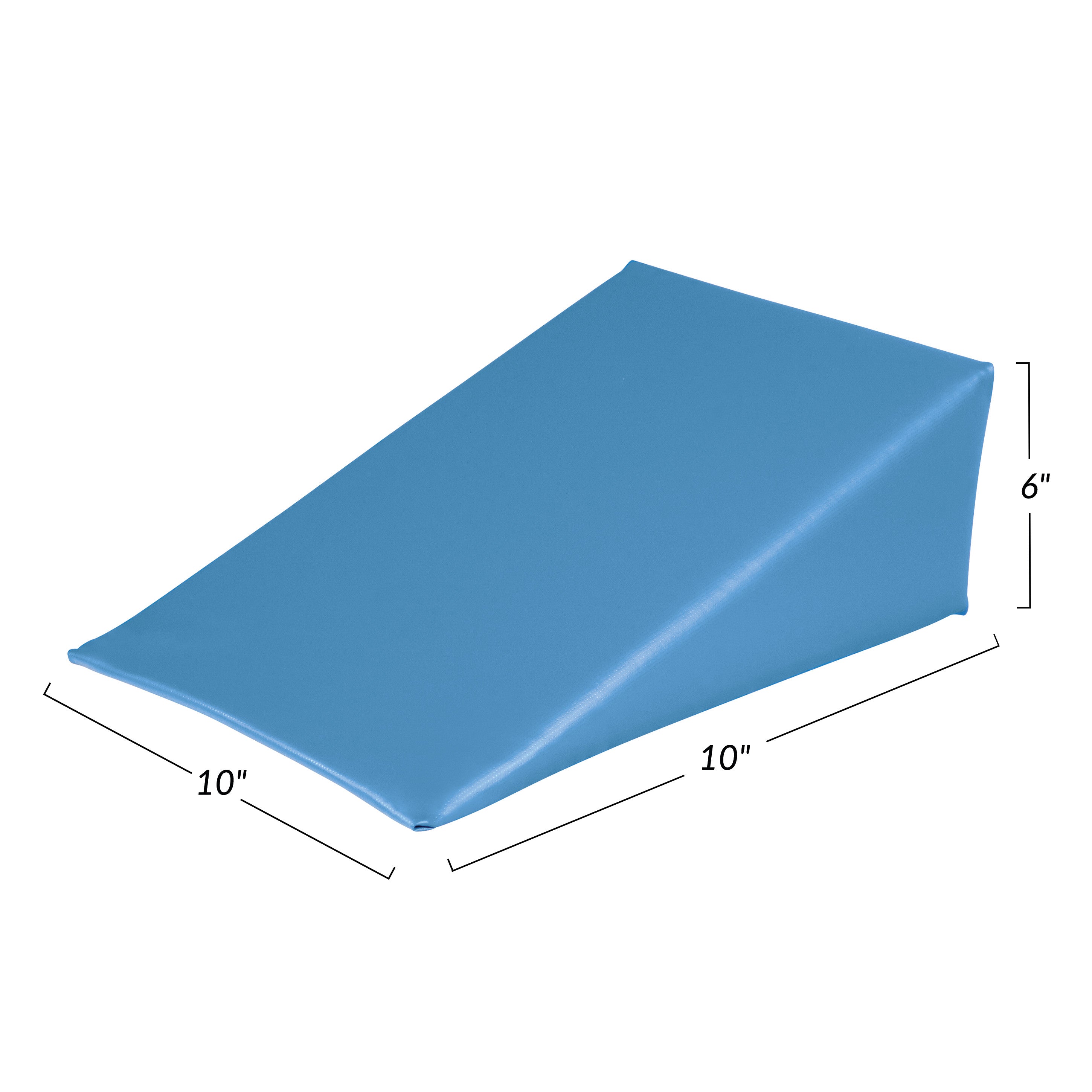 Blue 27-degree wedge positioner with vinyl cover, dimensions 10"x10"x6", by AliMed.
