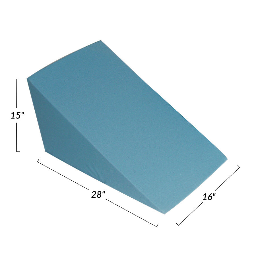 AliMed Vinyl-Covered 28 Degree Large Wedge Positioner with dimensions of 15"x28"x16", designed for positioning and support.